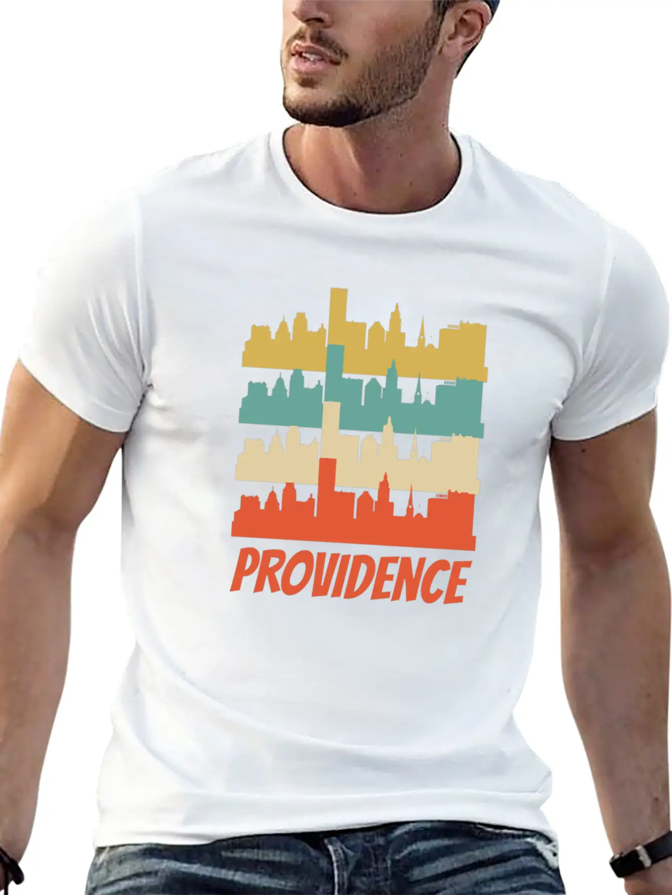 Retro Providence RI Skyline Pop Art Basic Graphic T-Shirt – Daily Comfort In Soft Cotton