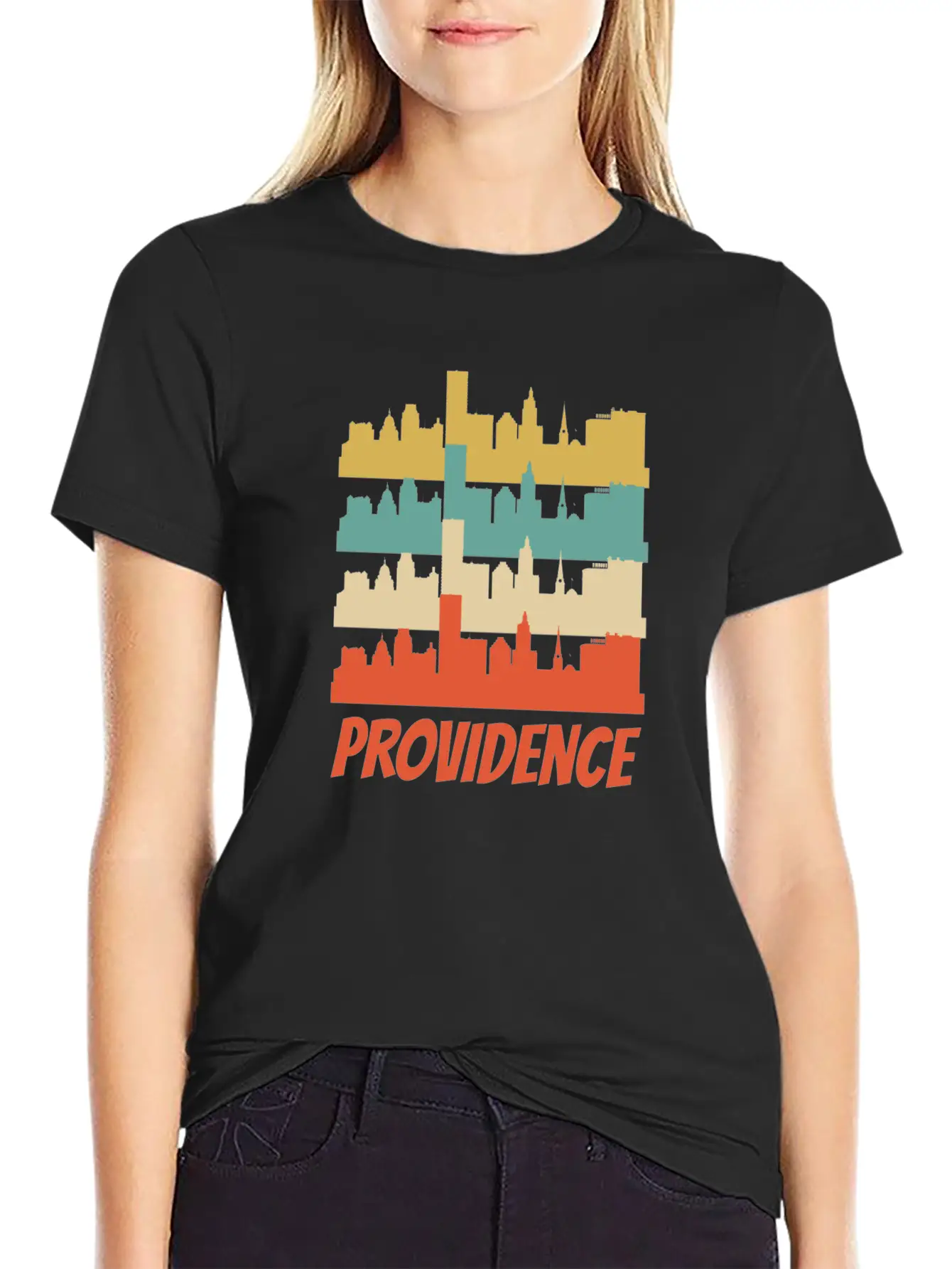 Retro Providence RI Skyline Pop Art Basic Graphic T-Shirt – Daily Comfort In Soft Cotton
