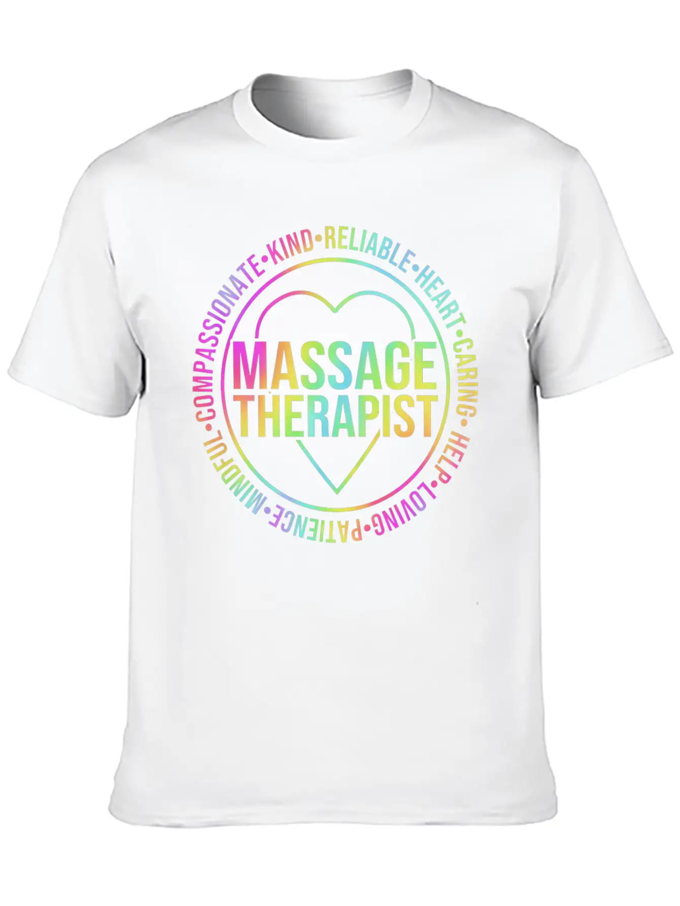 Retro Rainbow Massage Lovers Massage Therapist Essential Cotton Tee For Daily Outfits – Unisex Style