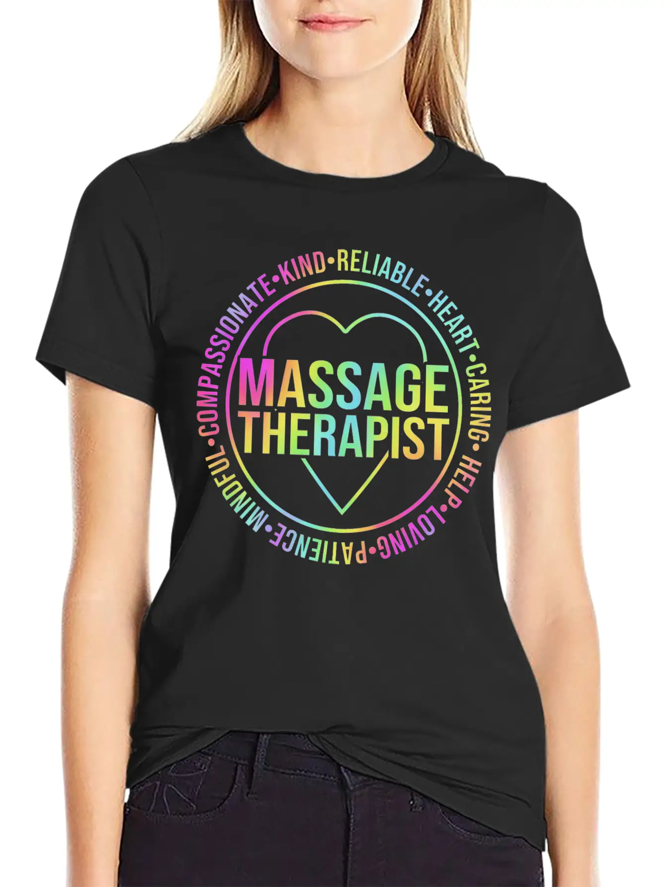 Retro Rainbow Massage Lovers Massage Therapist Essential Cotton Tee For Daily Outfits – Unisex Style