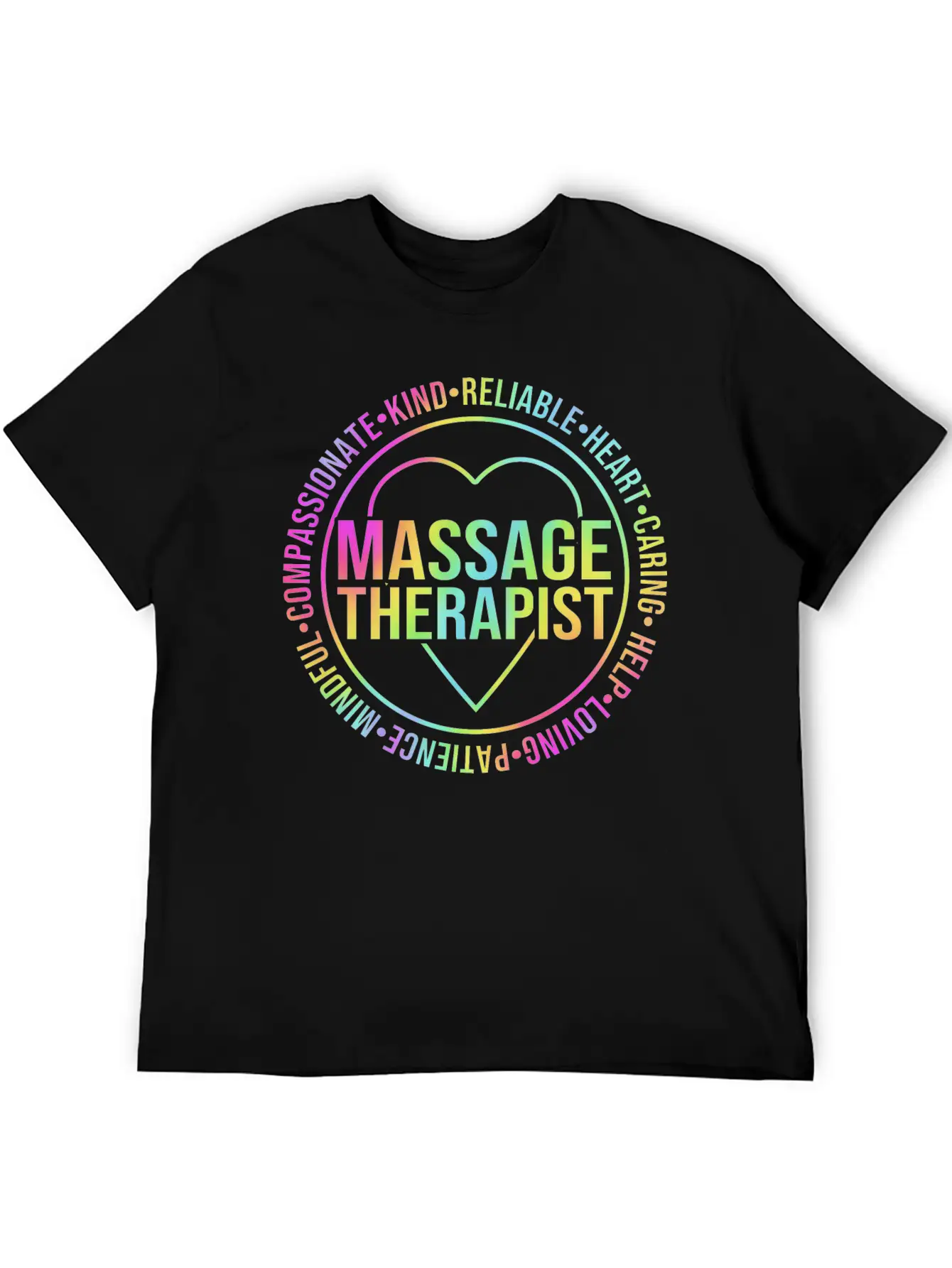 Retro Rainbow Massage Lovers Massage Therapist Essential Cotton Tee For Daily Outfits – Unisex Style