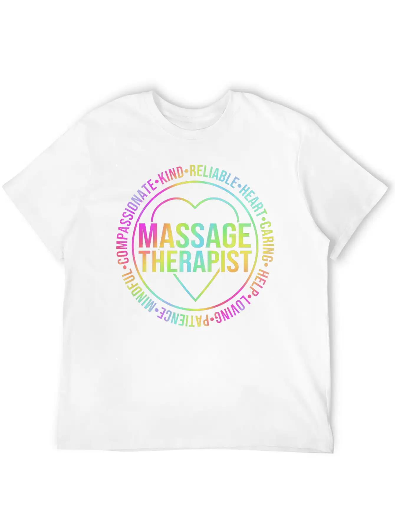 Retro Rainbow Massage Lovers Massage Therapist Essential Cotton Tee For Daily Outfits – Unisex Style