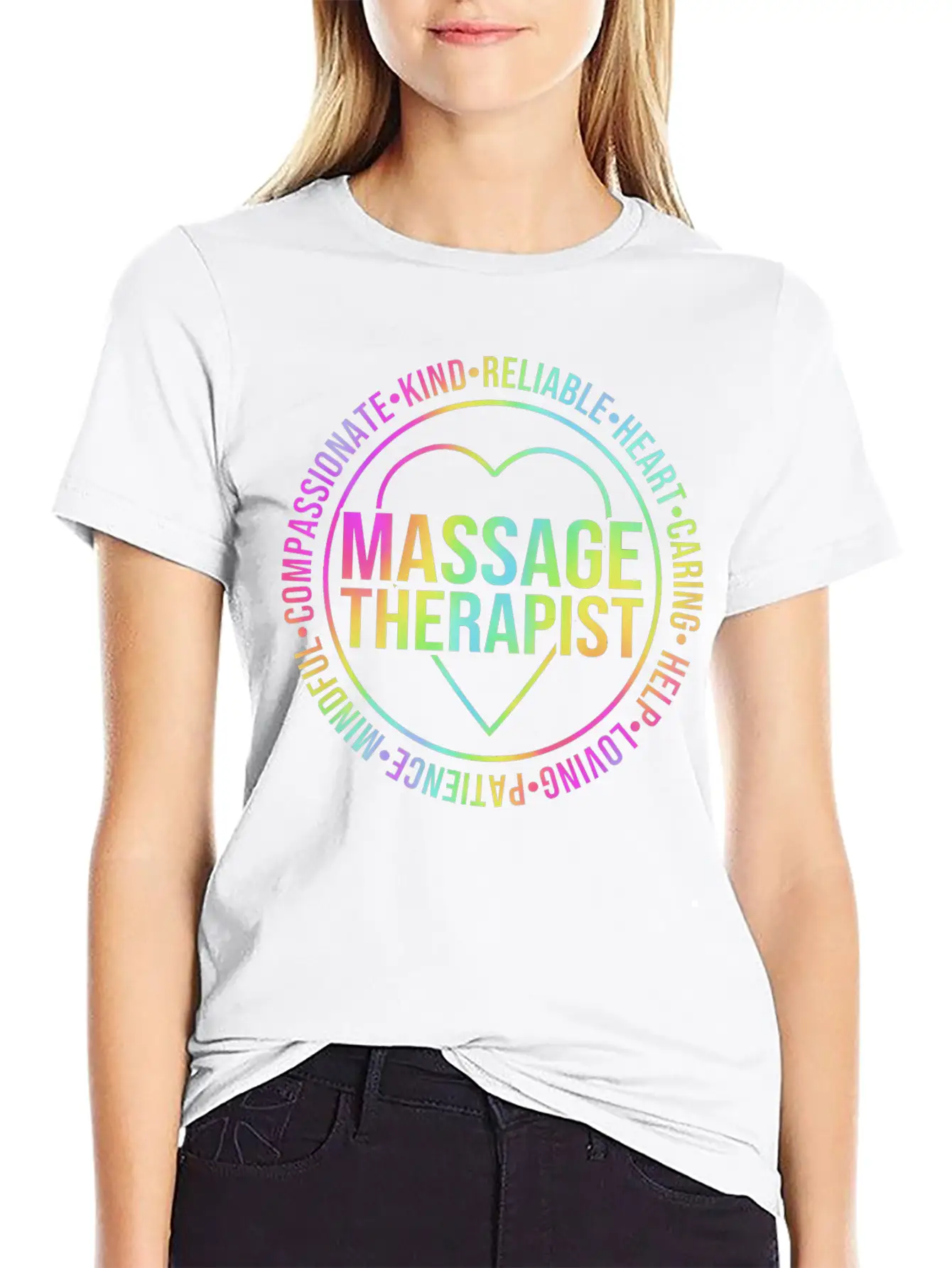 Retro Rainbow Massage Lovers Massage Therapist Essential Cotton Tee For Daily Outfits – Unisex Style