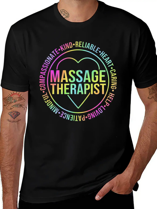 Retro Rainbow Massage Lovers Massage Therapist Modern Fit Casual T-Shirt – Clean And Versatile Design