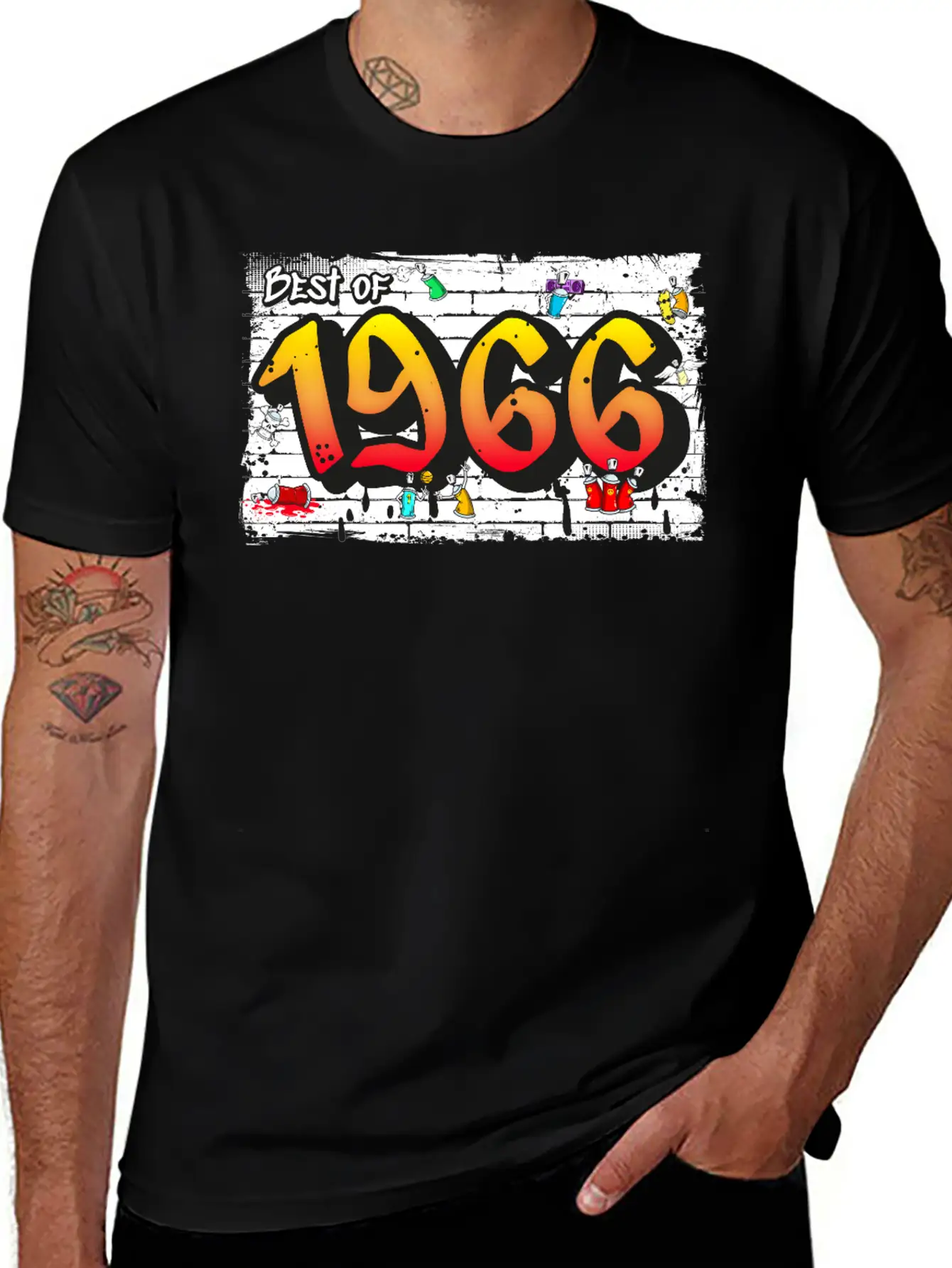 Retro Rebel 1966 Graffiti – 59 Years Of Urban Unisex Casual T-Shirt – Clean Design For Daily Comfort