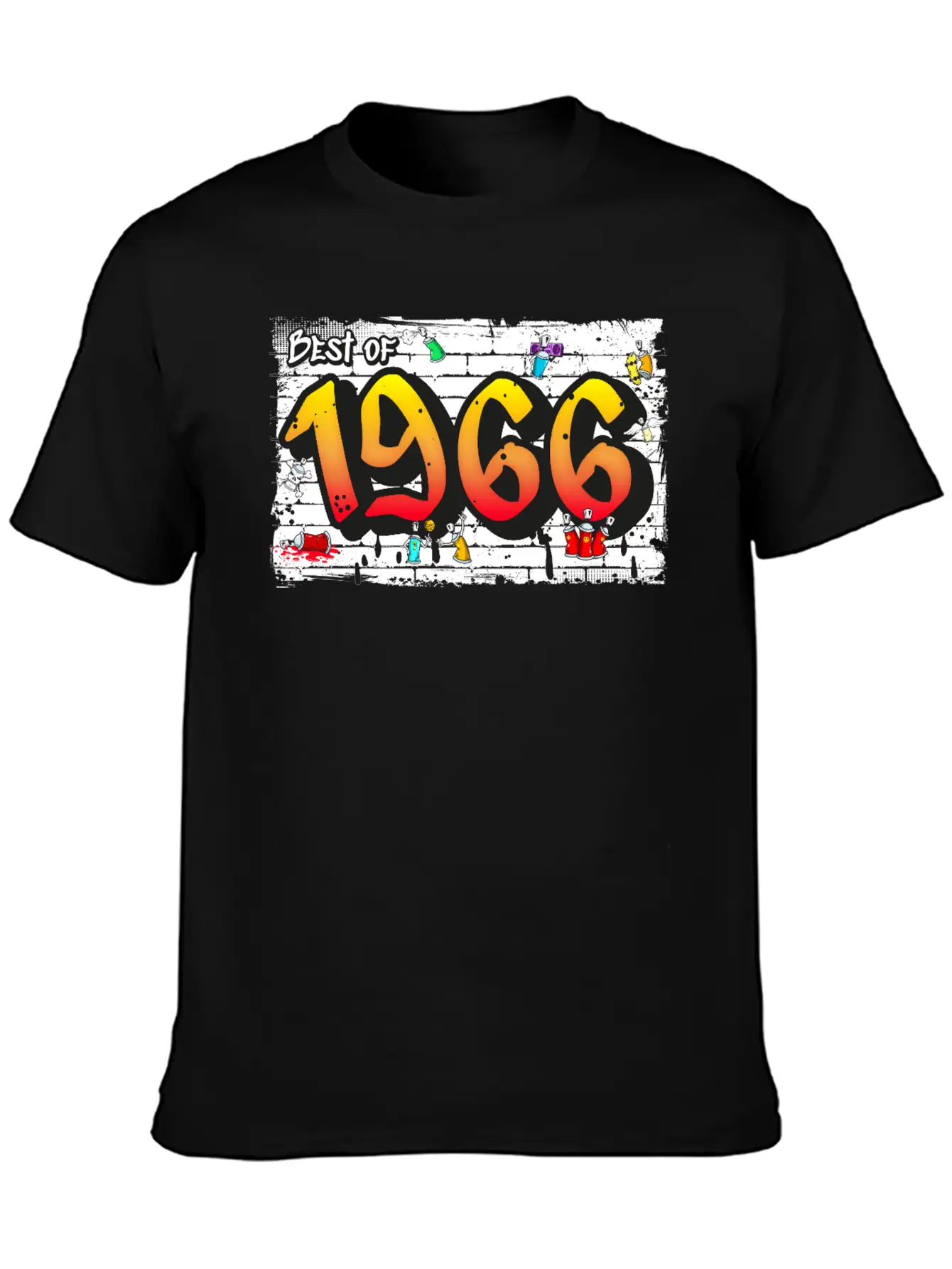 Retro Rebel 1966 Graffiti – 59 Years Of Urban Unisex Casual T-Shirt – Clean Design For Daily Comfort