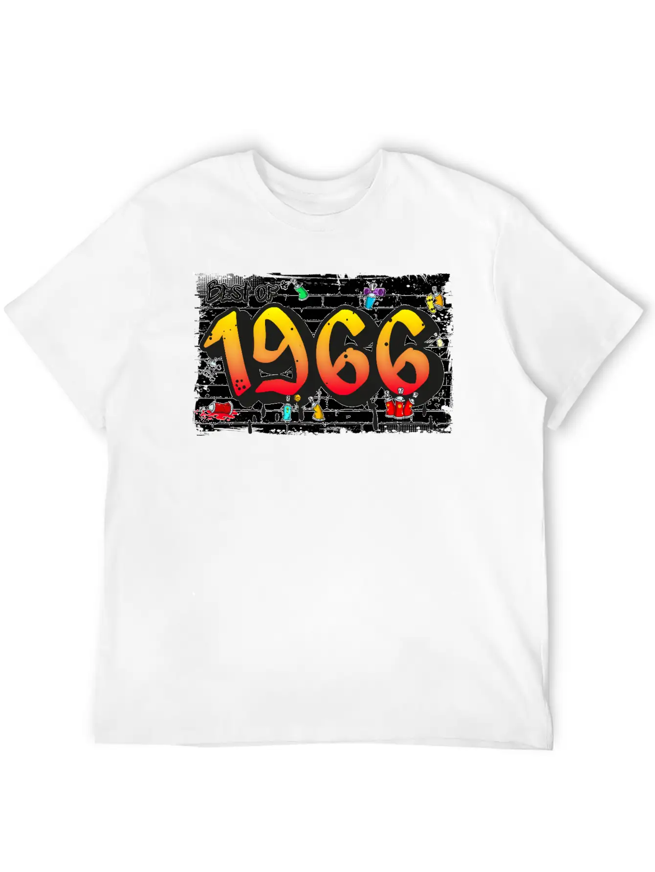 Retro Rebel 1966 Graffiti – 59 Years Of Urban Unisex Casual T-Shirt – Clean Design For Daily Comfort