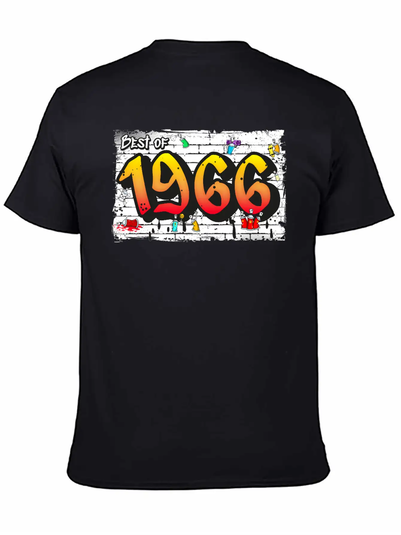 Retro Rebel 1966 Graffiti – 59 Years Of Urban Unisex Casual T-Shirt – Clean Design For Daily Comfort
