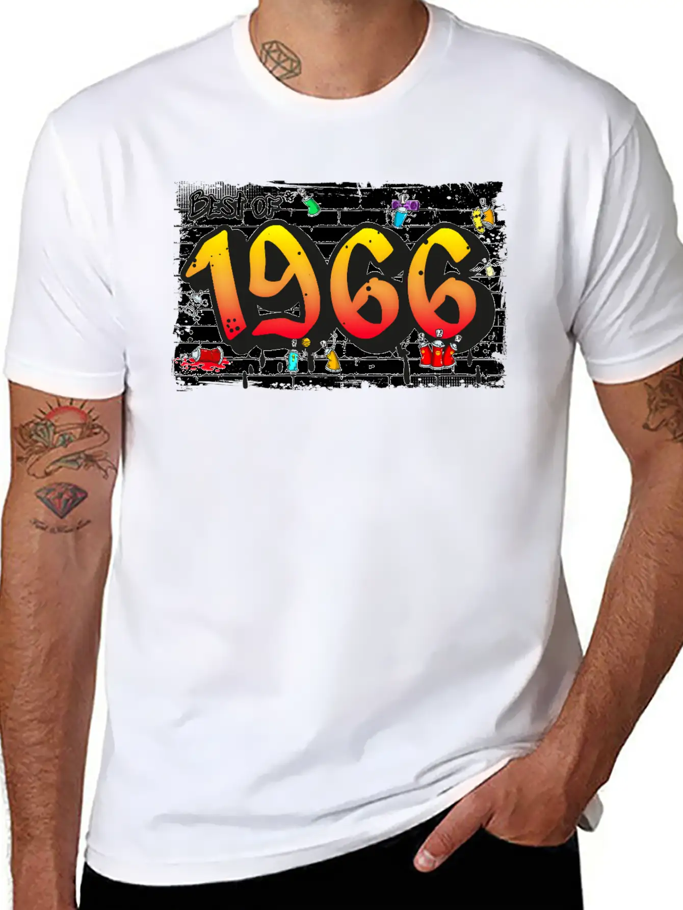 Retro Rebel 1966 Graffiti – 59 Years Of Urban Unisex Casual T-Shirt – Clean Design For Daily Comfort