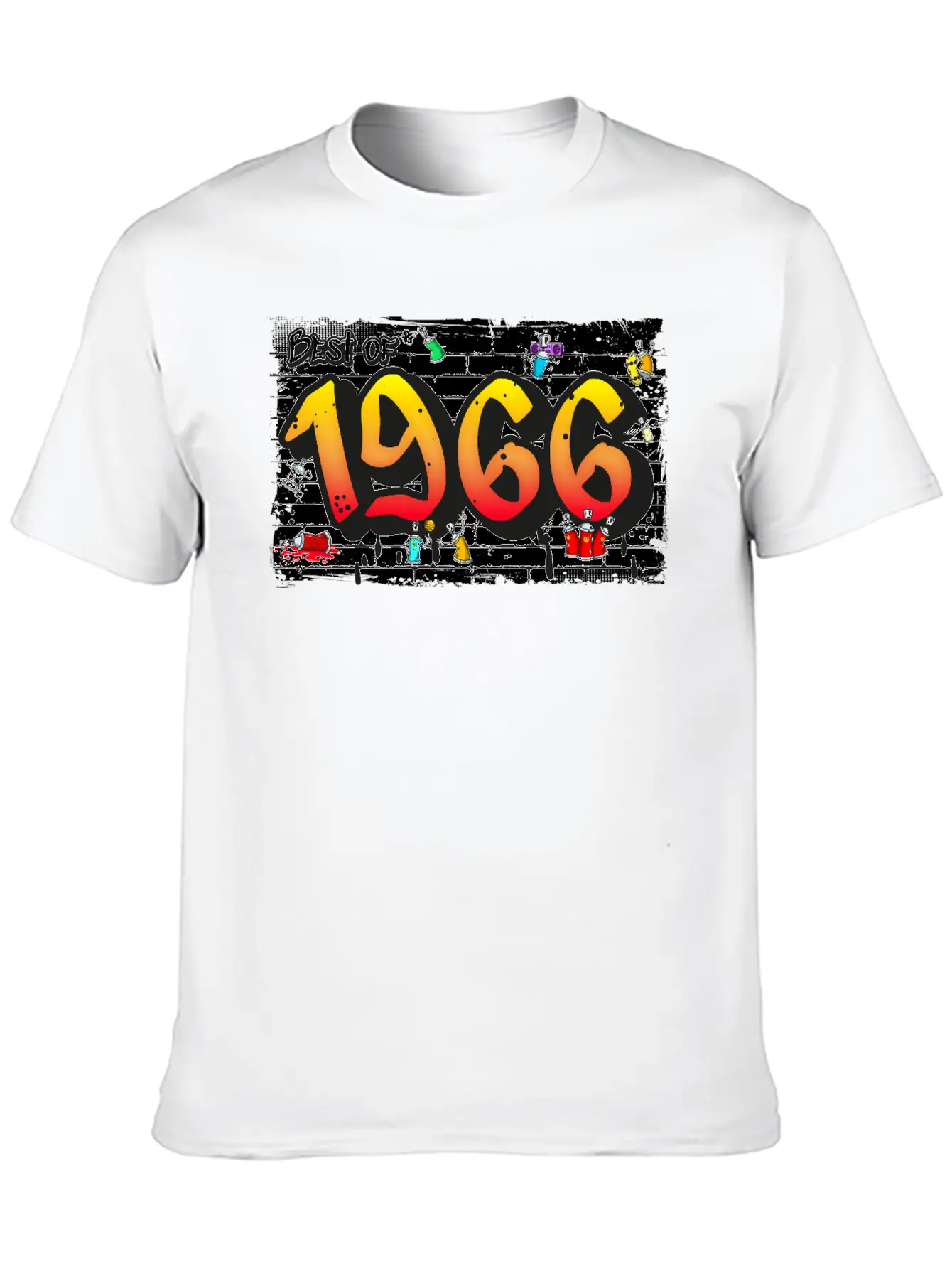 Retro Rebel 1966 Graffiti – 59 Years Of Urban Unisex Casual T-Shirt – Clean Design For Daily Comfort