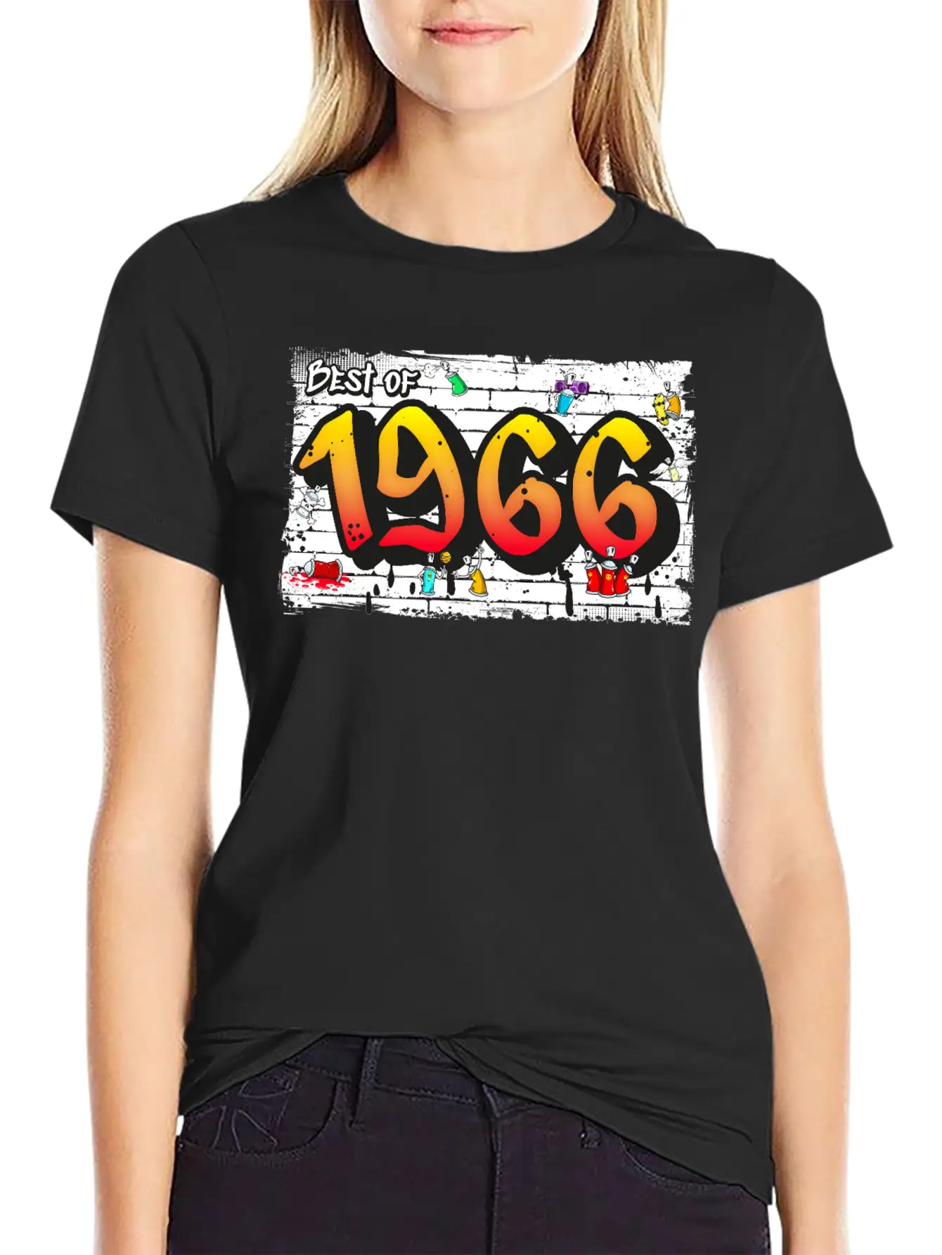Retro Rebel 1966 Graffiti – 59 Years Of Urban Unisex Casual T-Shirt – Clean Design For Daily Comfort