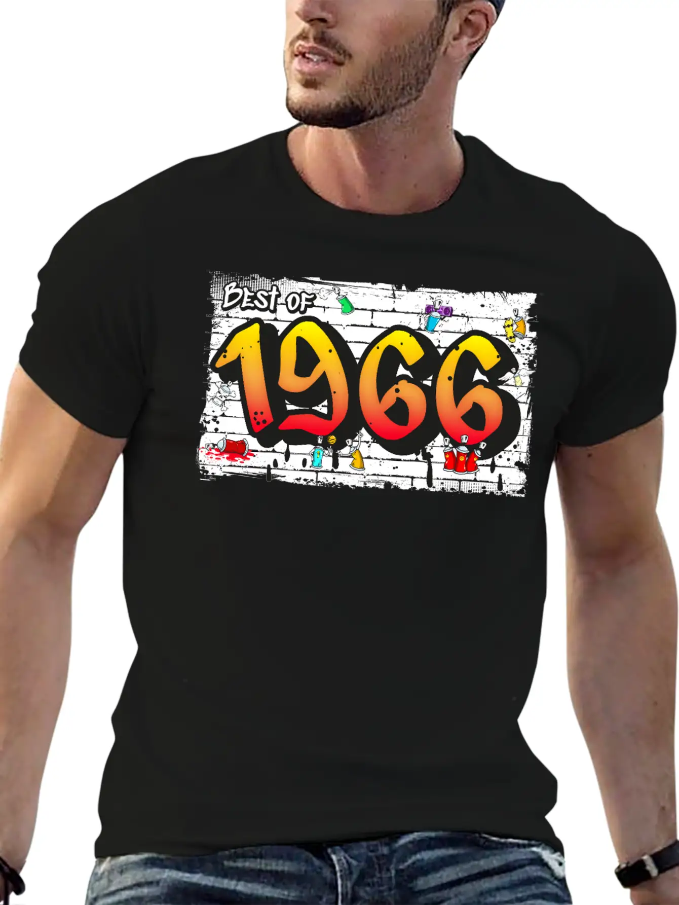 Retro Rebel 1966 Graffiti – 59 Years Of Urban Unisex Casual T-Shirt – Clean Design For Daily Comfort