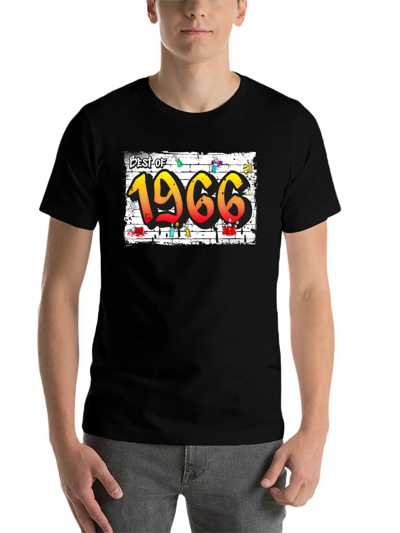 Retro Rebel 1966 Graffiti – 59 Years Of Urban Unisex Casual T-Shirt – Clean Design For Daily Comfort
