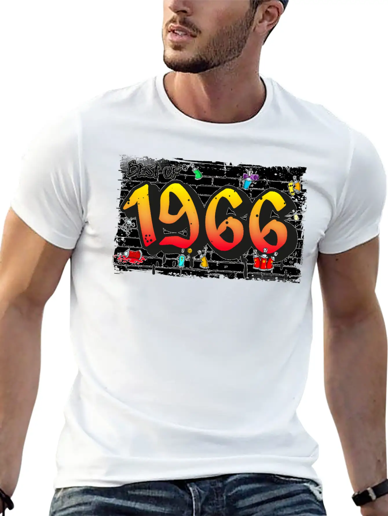 Retro Rebel 1966 Graffiti – 59 Years Of Urban Unisex Casual T-Shirt – Clean Design For Daily Comfort