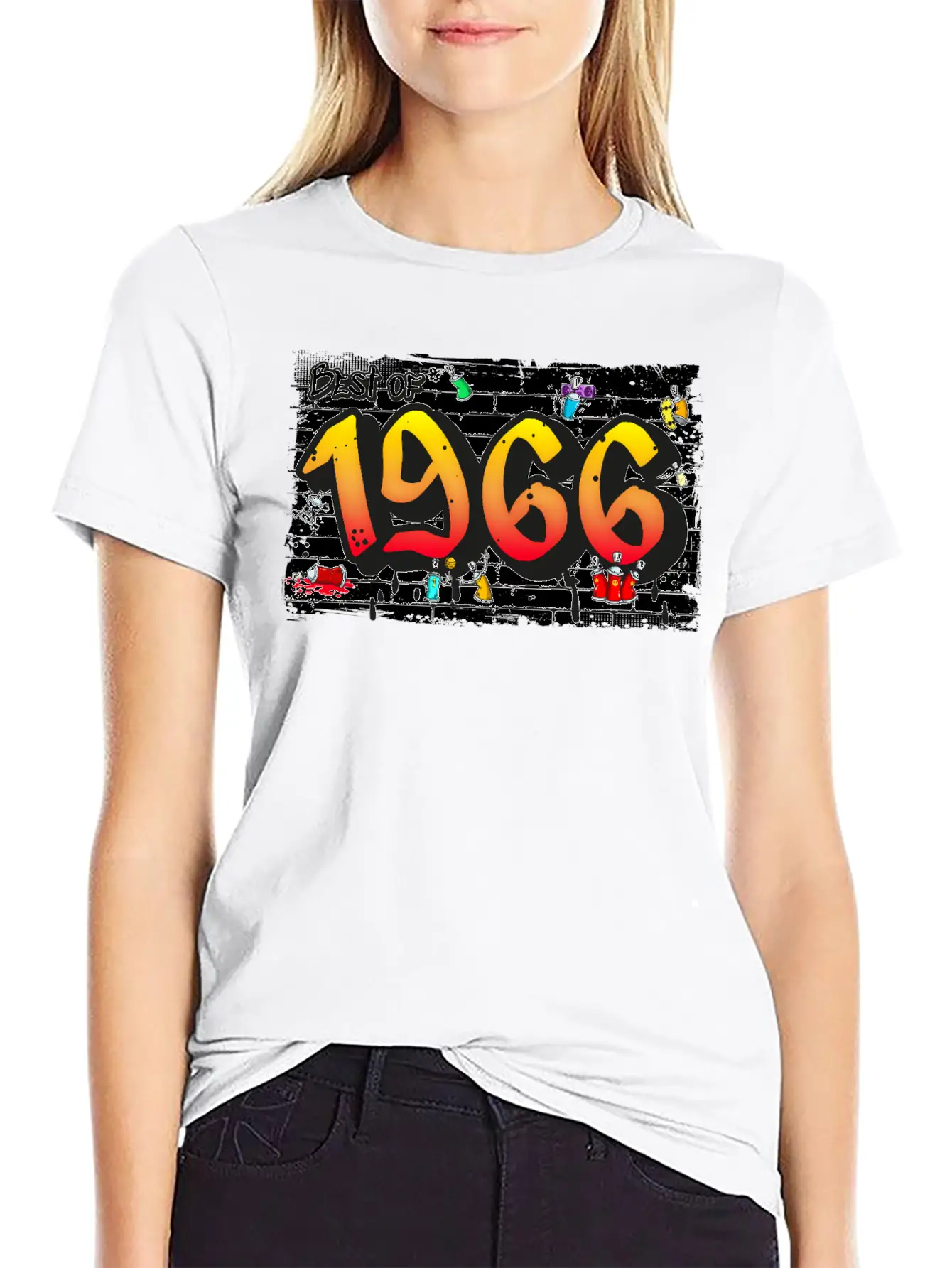Retro Rebel 1966 Graffiti – 59 Years Of Urban Unisex Casual T-Shirt – Clean Design For Daily Comfort