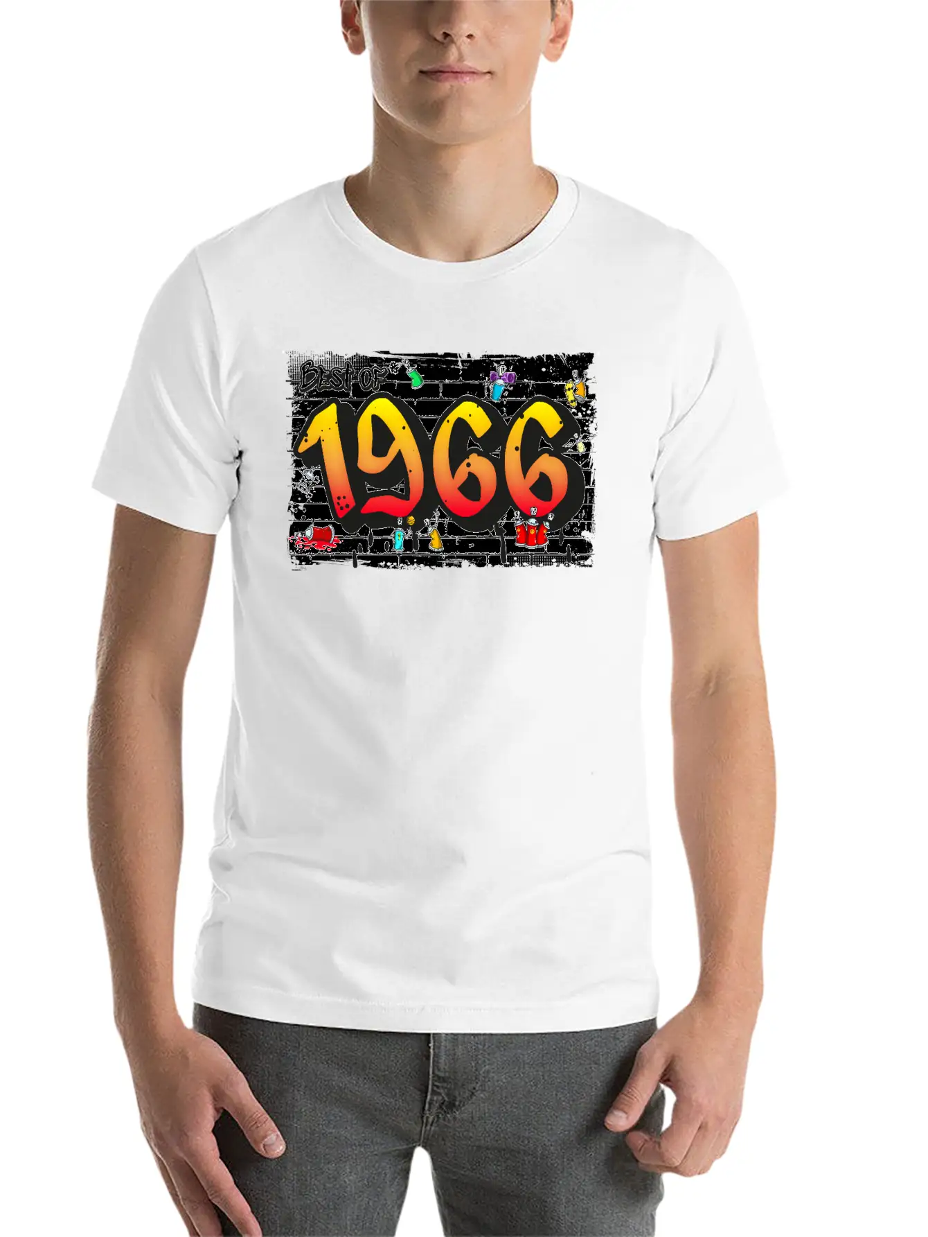 Retro Rebel 1966 Graffiti – 59 Years Of Urban Unisex Casual T-Shirt – Clean Design For Daily Comfort