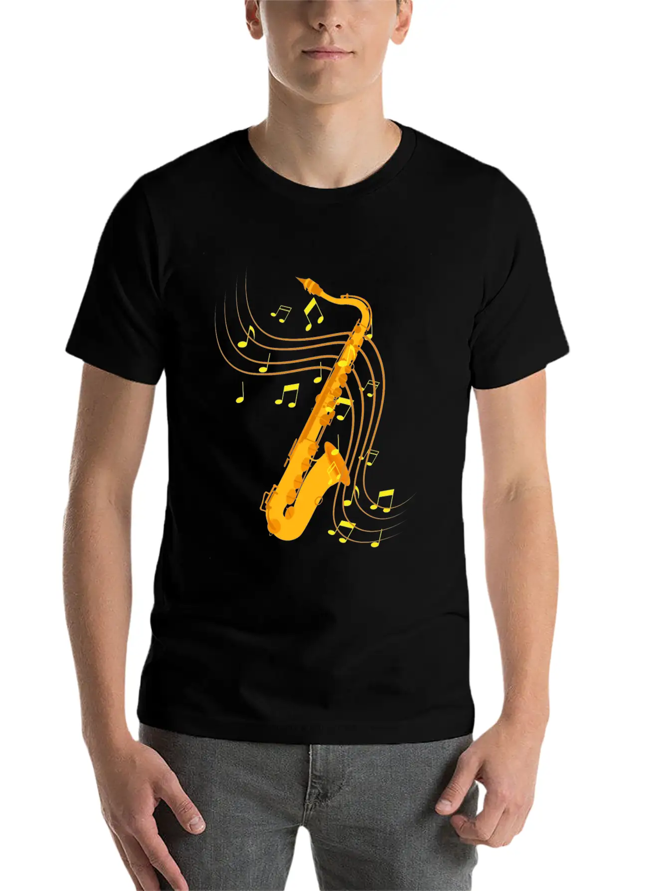 Retro Saxophone Jazz Saxophone Gift Essential Cotton Tee For Daily Outfits – Unisex Style