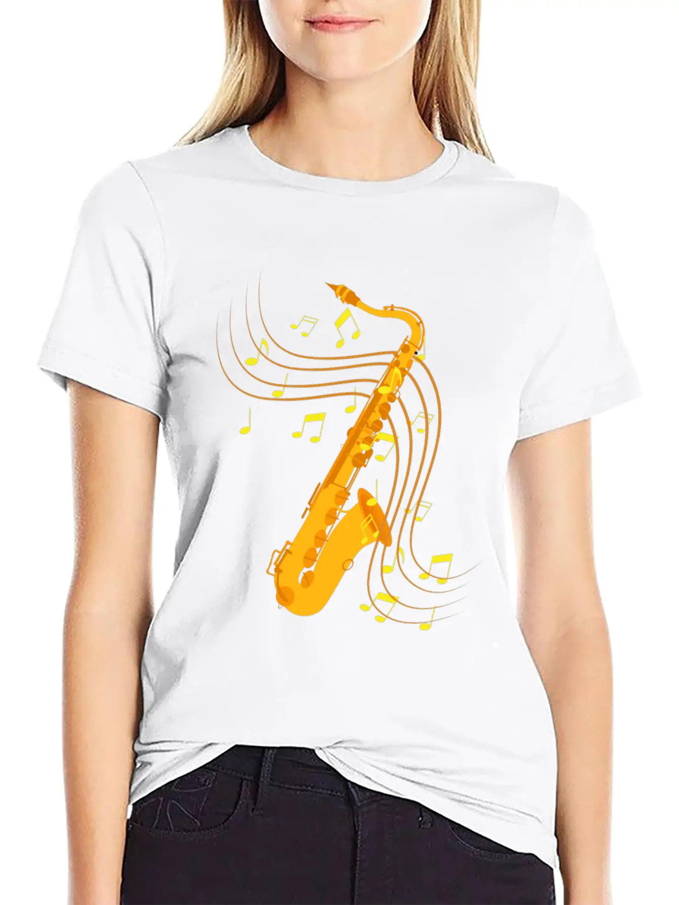 Retro Saxophone Jazz Saxophone Gift Essential Cotton Tee For Daily Outfits – Unisex Style