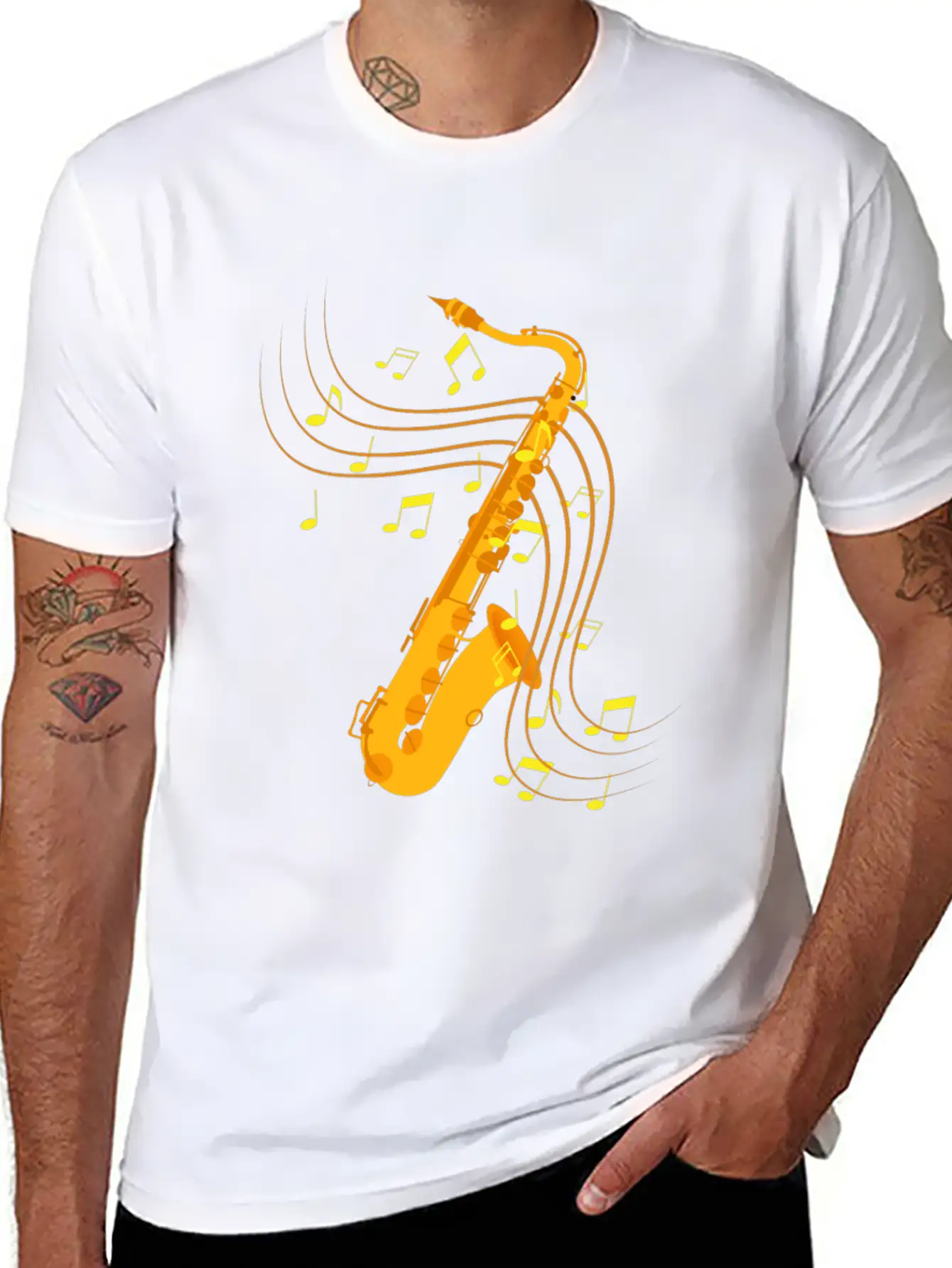 Retro Saxophone Jazz Saxophone Gift Essential Cotton Tee For Daily Outfits – Unisex Style