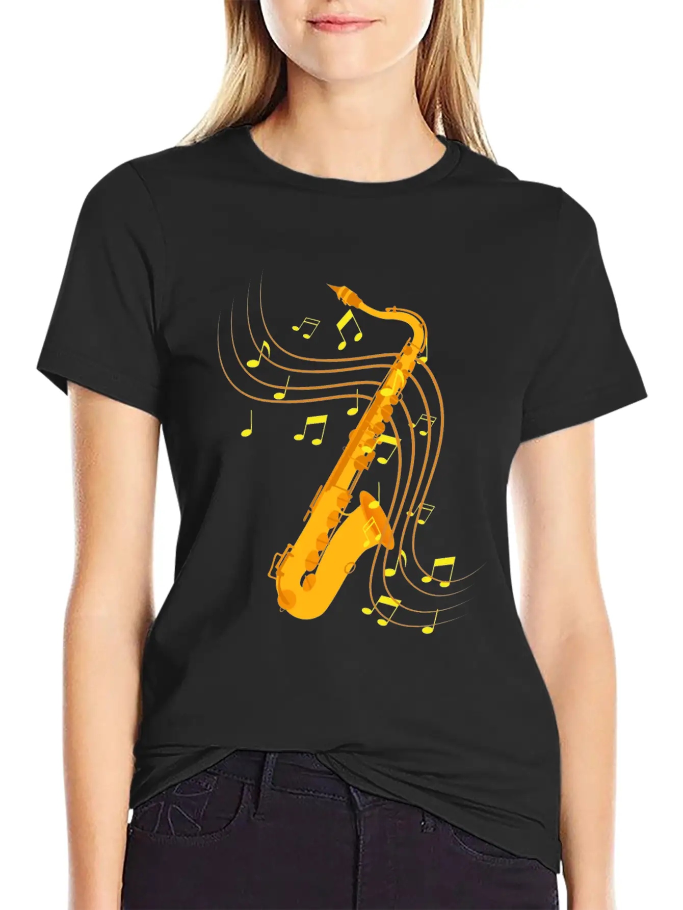 Retro Saxophone Jazz Saxophone Gift Essential Cotton Tee For Daily Outfits – Unisex Style