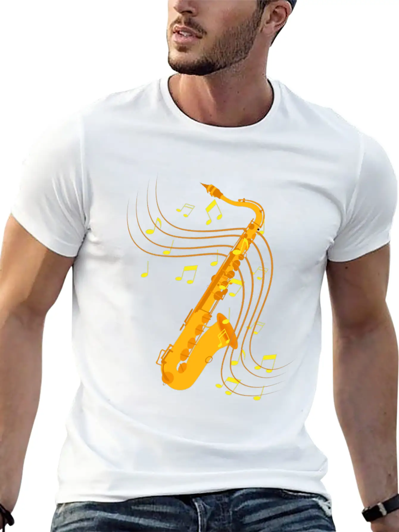 Retro Saxophone Jazz Saxophone Gift Essential Cotton Tee For Daily Outfits – Unisex Style