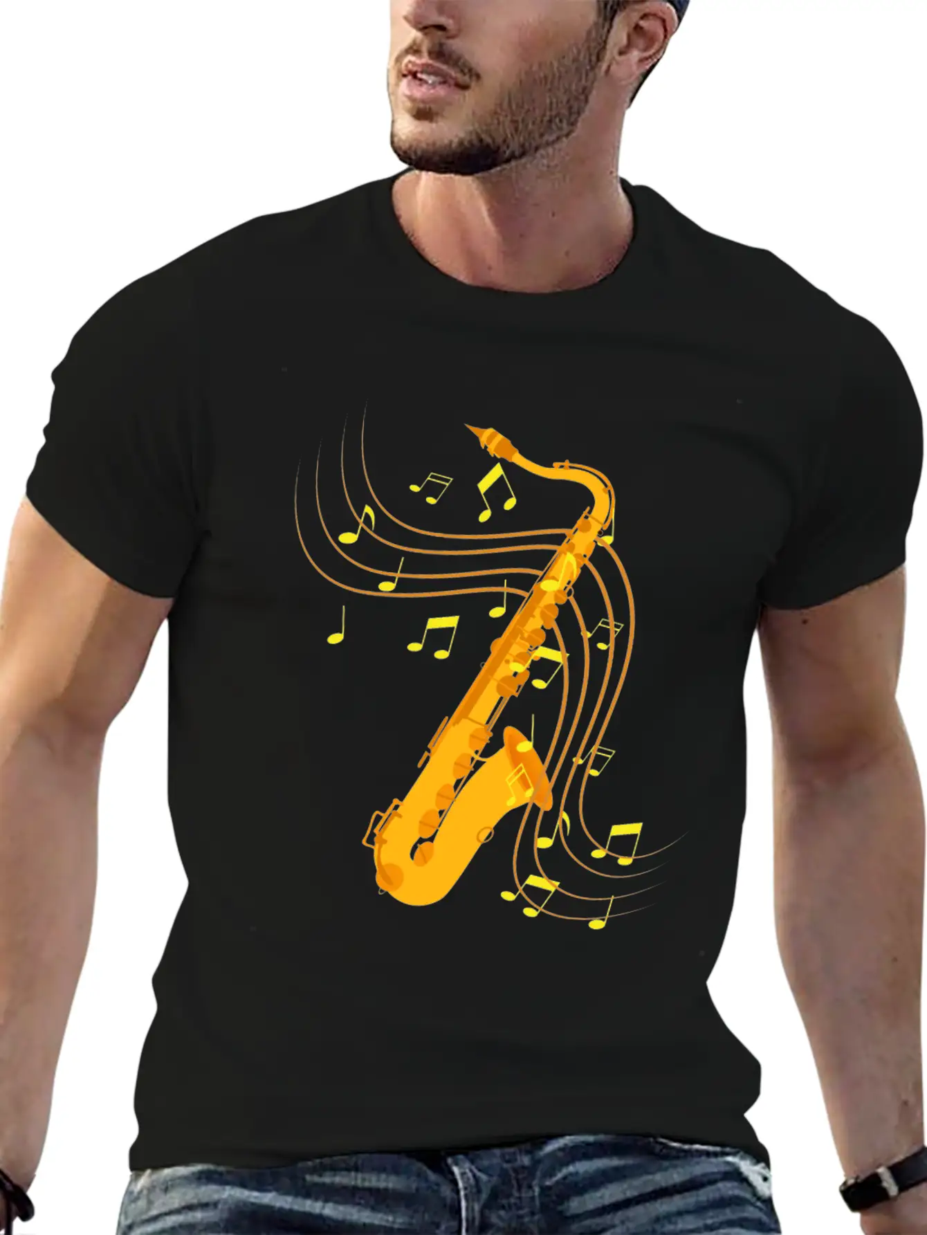 Retro Saxophone Jazz Saxophone Gift Essential Cotton Tee For Daily Outfits – Unisex Style