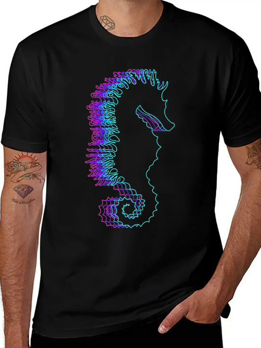 Retro Seahorse Sea Fish Vaporwave Lightweight Cotton T-Shirt – Daily Comfort Graphic Shirt