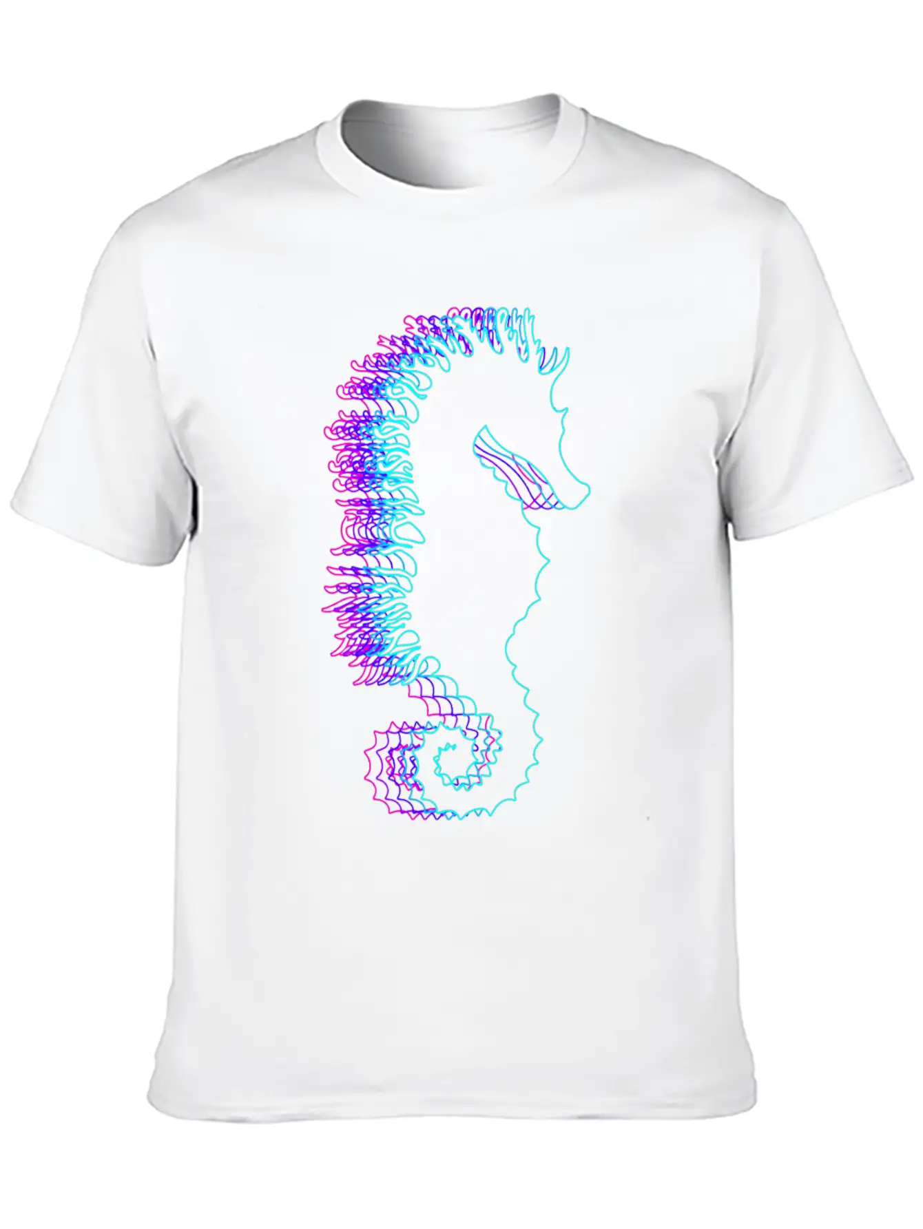Retro Seahorse Sea Fish Vaporwave Lightweight Cotton T-Shirt – Daily Comfort Graphic Shirt