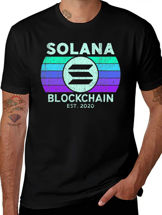 Retro Solana SOL Coin Decentralized Application Lightweight Cotton T-Shirt – Daily Comfort Graphic Shirt