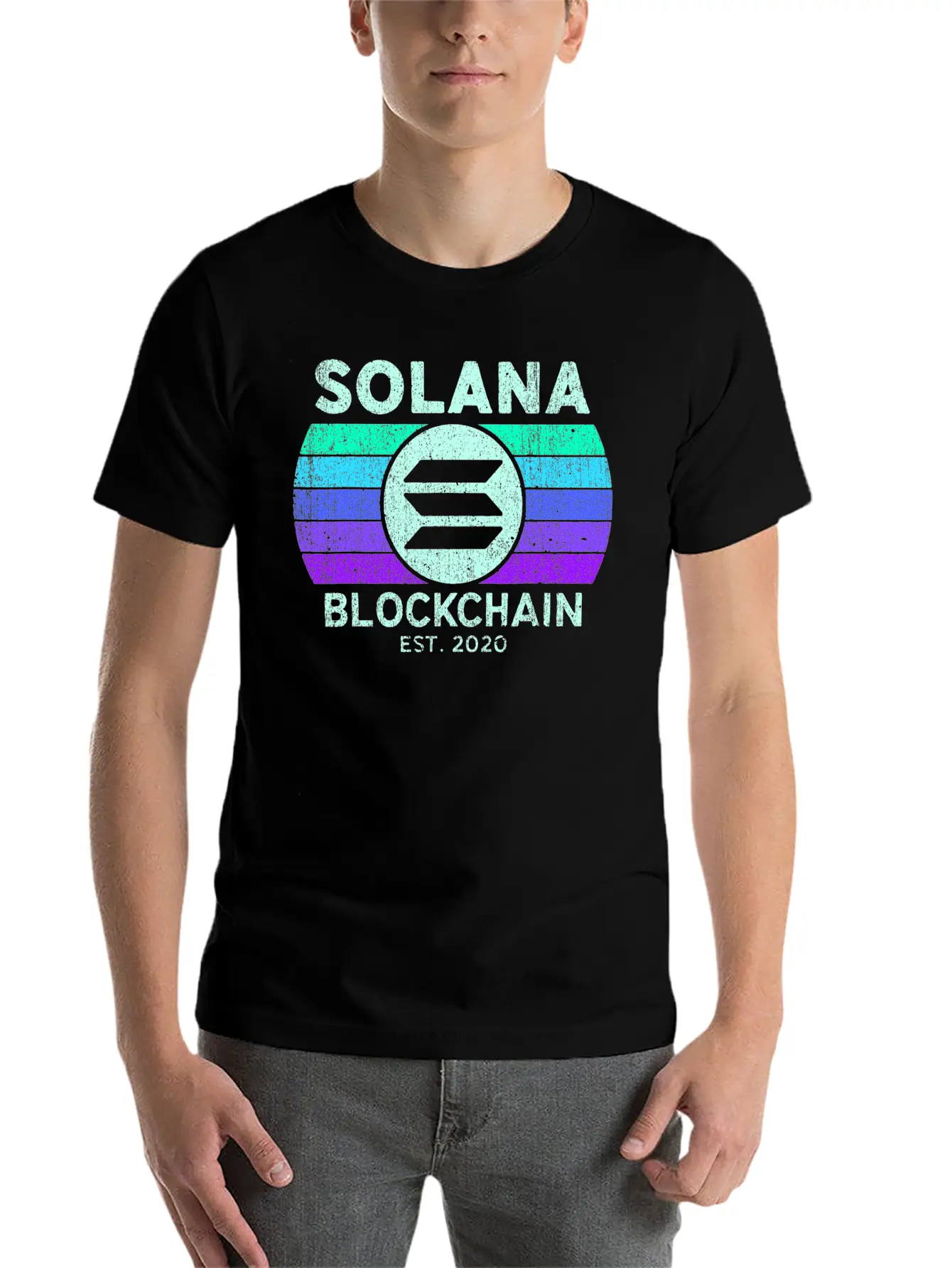 Retro Solana SOL Coin Decentralized Application Lightweight Cotton T-Shirt – Daily Comfort Graphic Shirt