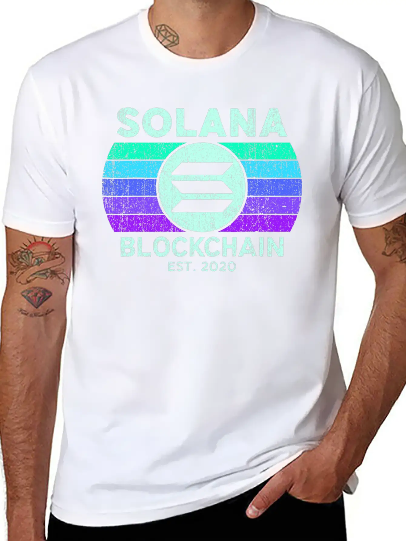 Retro Solana SOL Coin Decentralized Application Lightweight Cotton T-Shirt – Daily Comfort Graphic Shirt