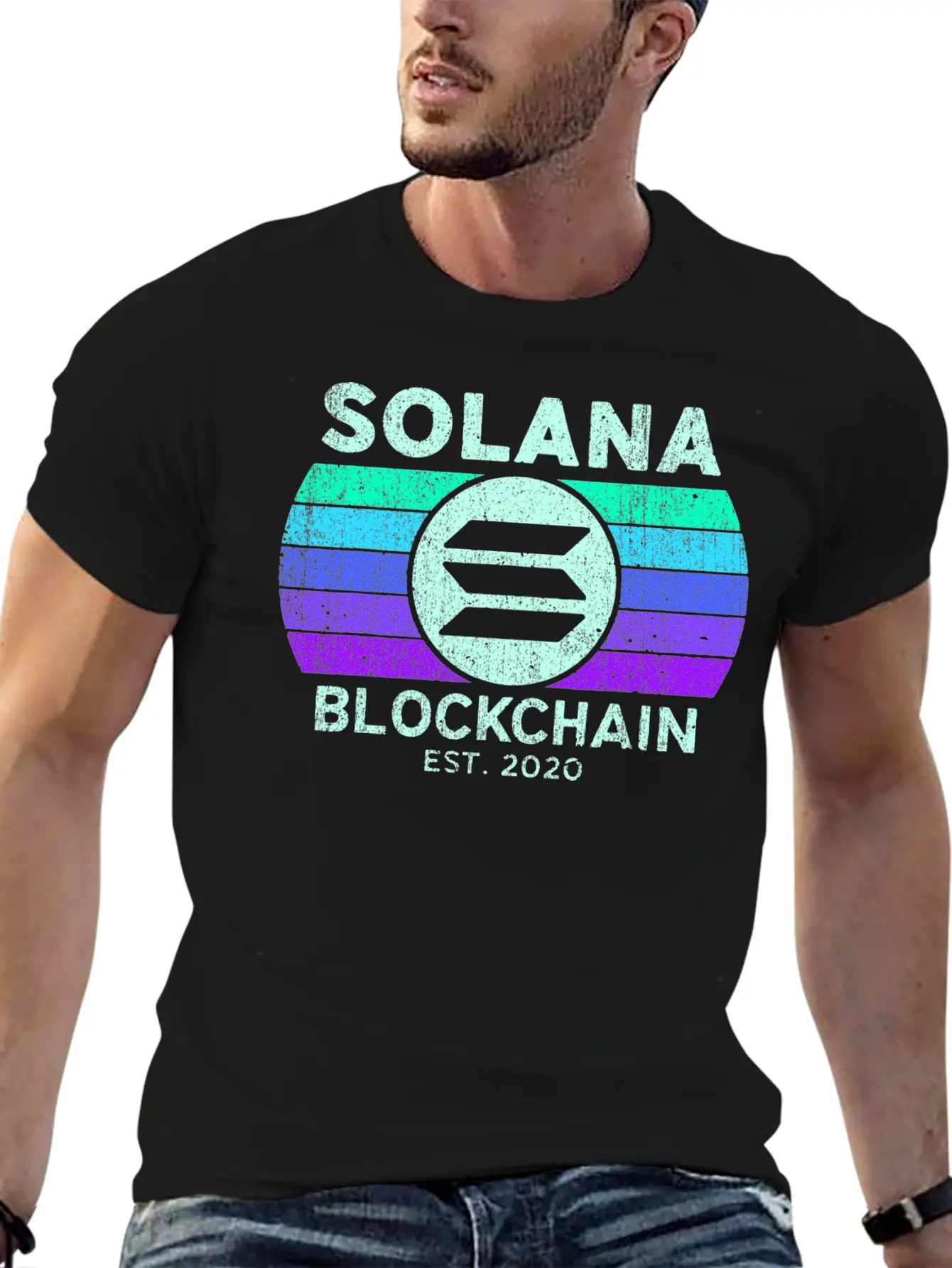 Retro Solana SOL Coin Decentralized Application Lightweight Cotton T-Shirt – Daily Comfort Graphic Shirt