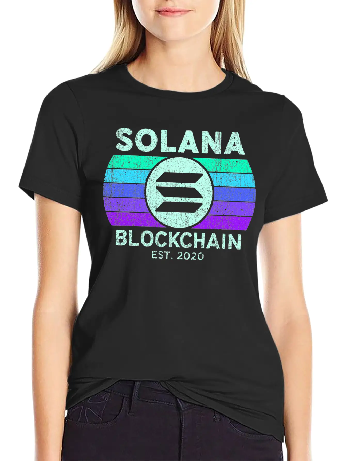 Retro Solana SOL Coin Decentralized Application Lightweight Cotton T-Shirt – Daily Comfort Graphic Shirt