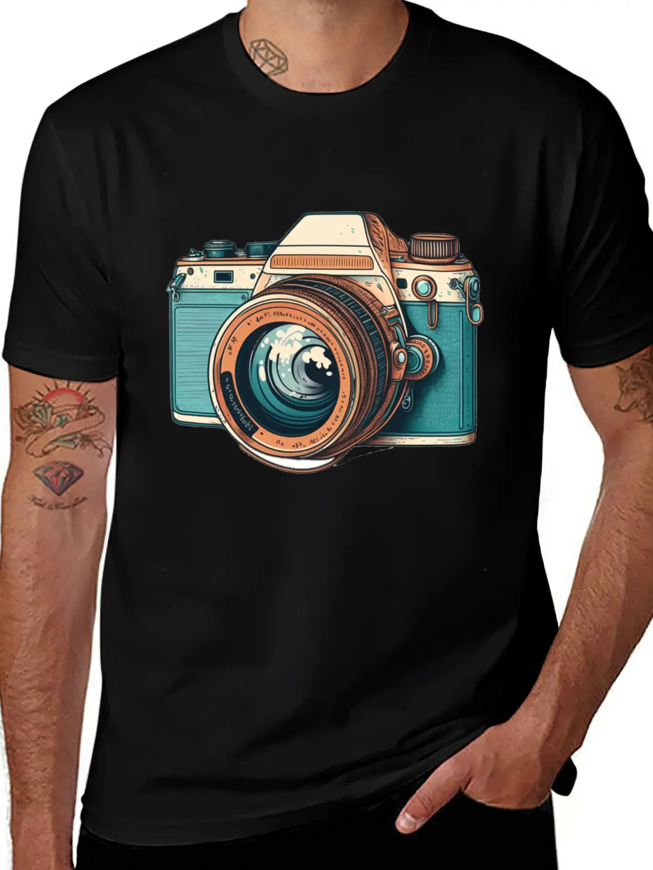 Retro Style Camera Lightweight Cotton T-Shirt – Daily Comfort Graphic Shirt