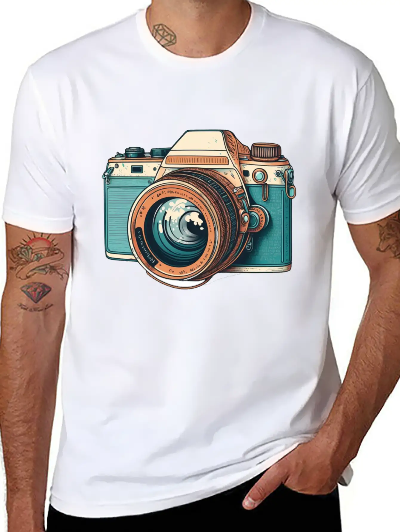 Retro Style Camera Lightweight Cotton T-Shirt – Daily Comfort Graphic Shirt