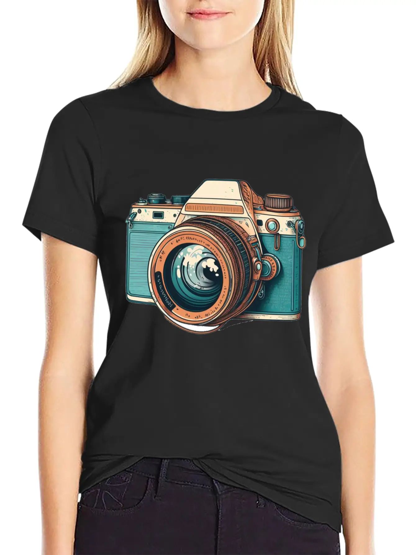 Retro Style Camera Lightweight Cotton T-Shirt – Daily Comfort Graphic Shirt