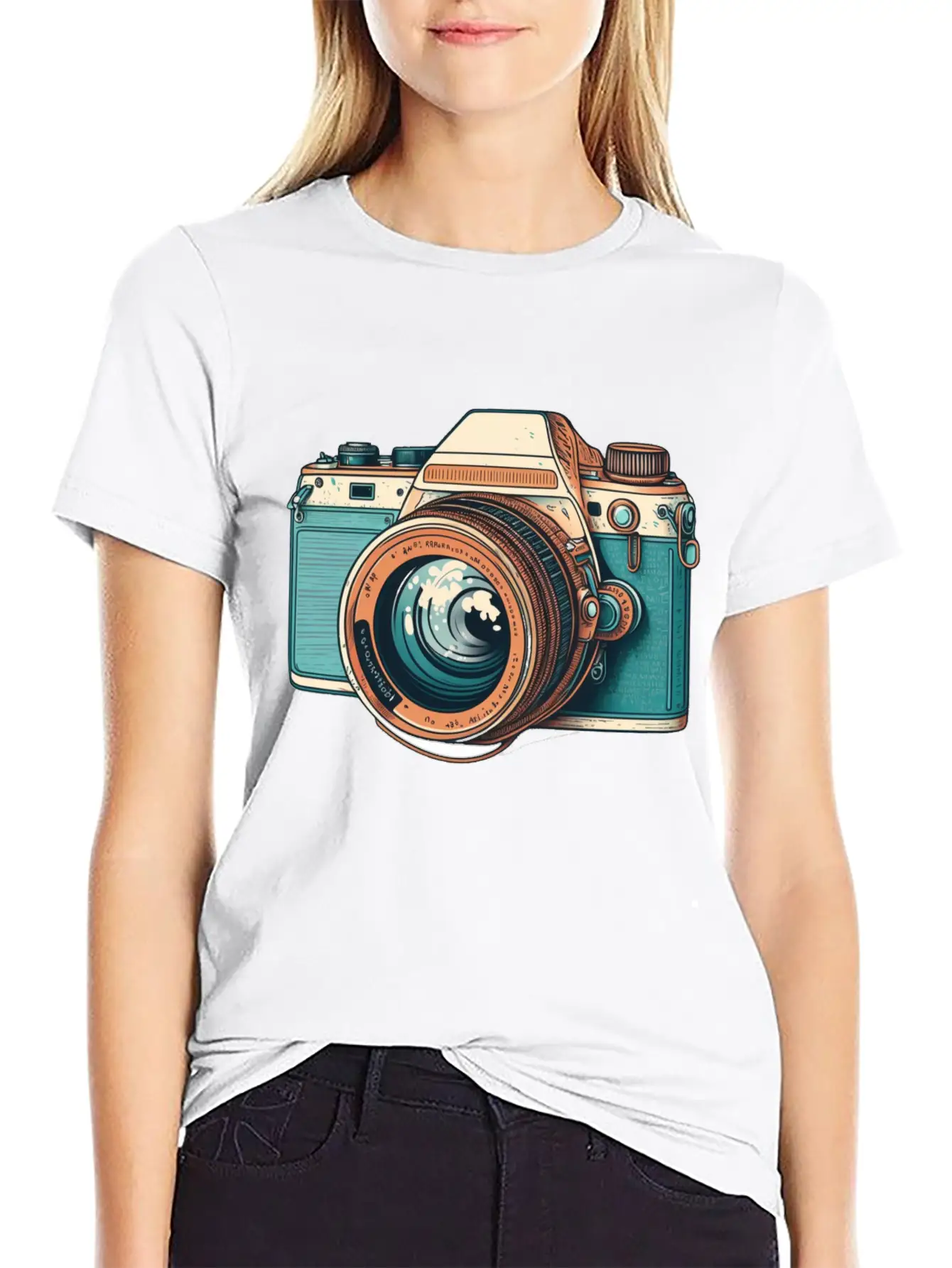 Retro Style Camera Lightweight Cotton T-Shirt – Daily Comfort Graphic Shirt
