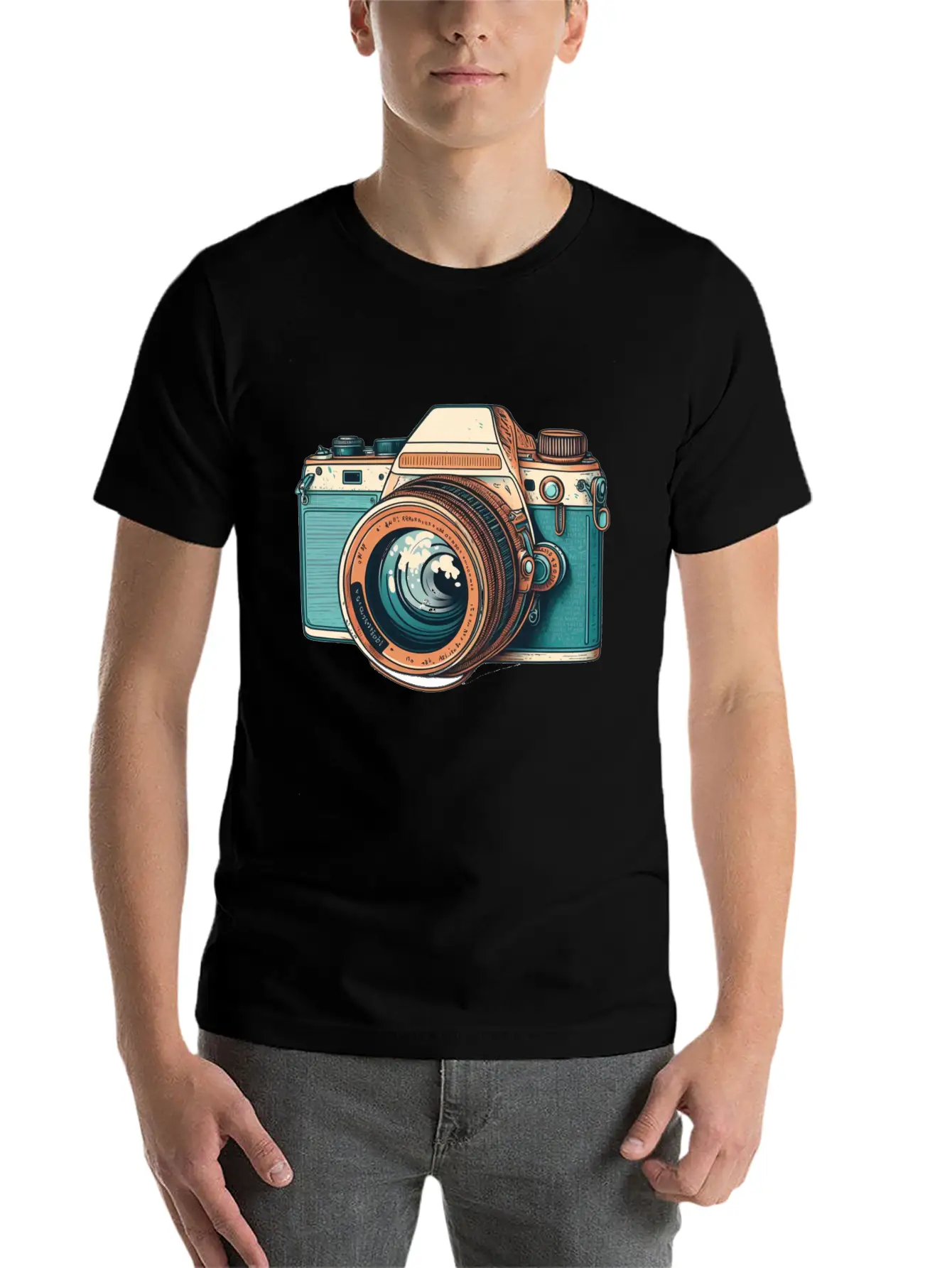 Retro Style Camera Lightweight Cotton T-Shirt – Daily Comfort Graphic Shirt