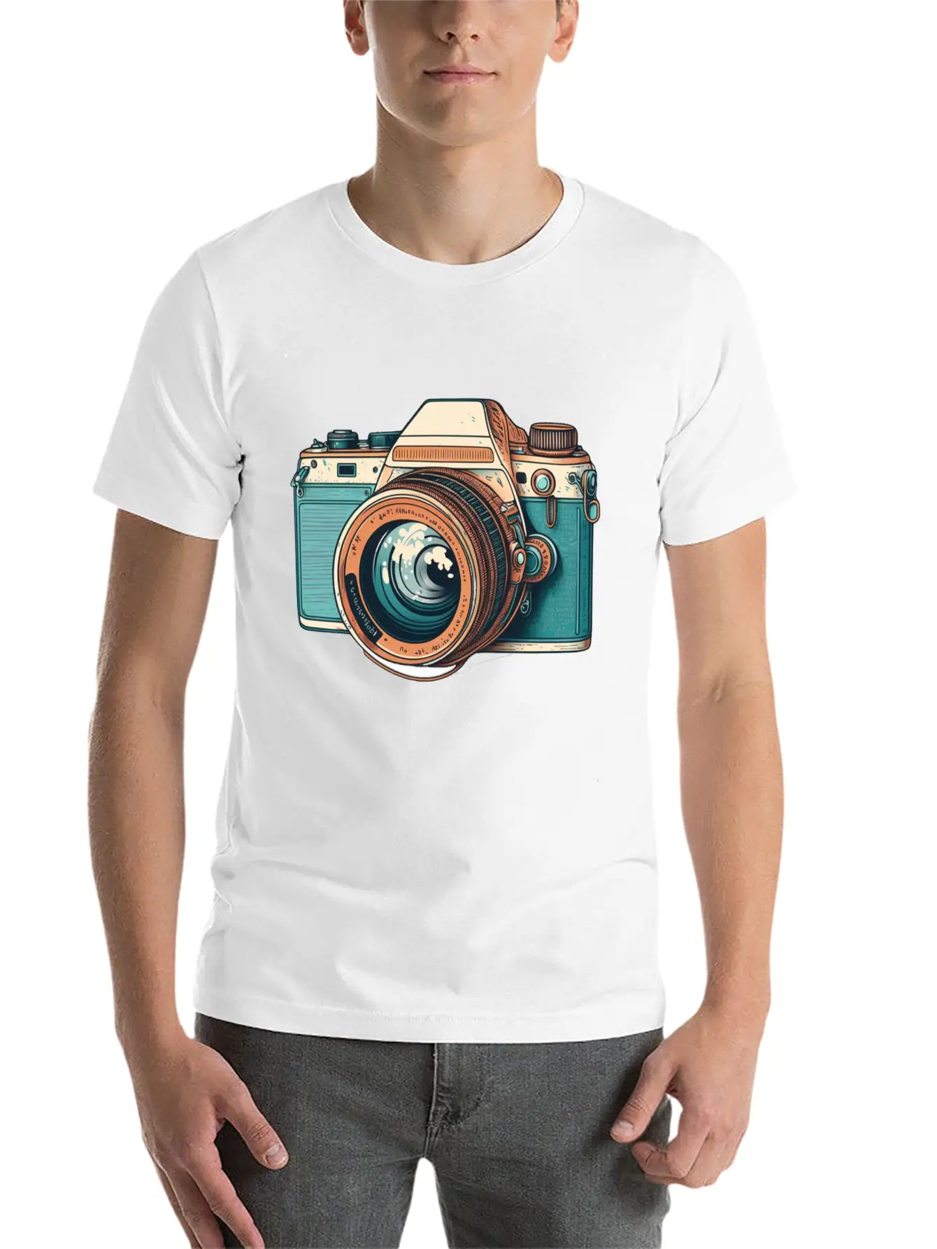 Retro Style Camera Lightweight Cotton T-Shirt – Daily Comfort Graphic Shirt