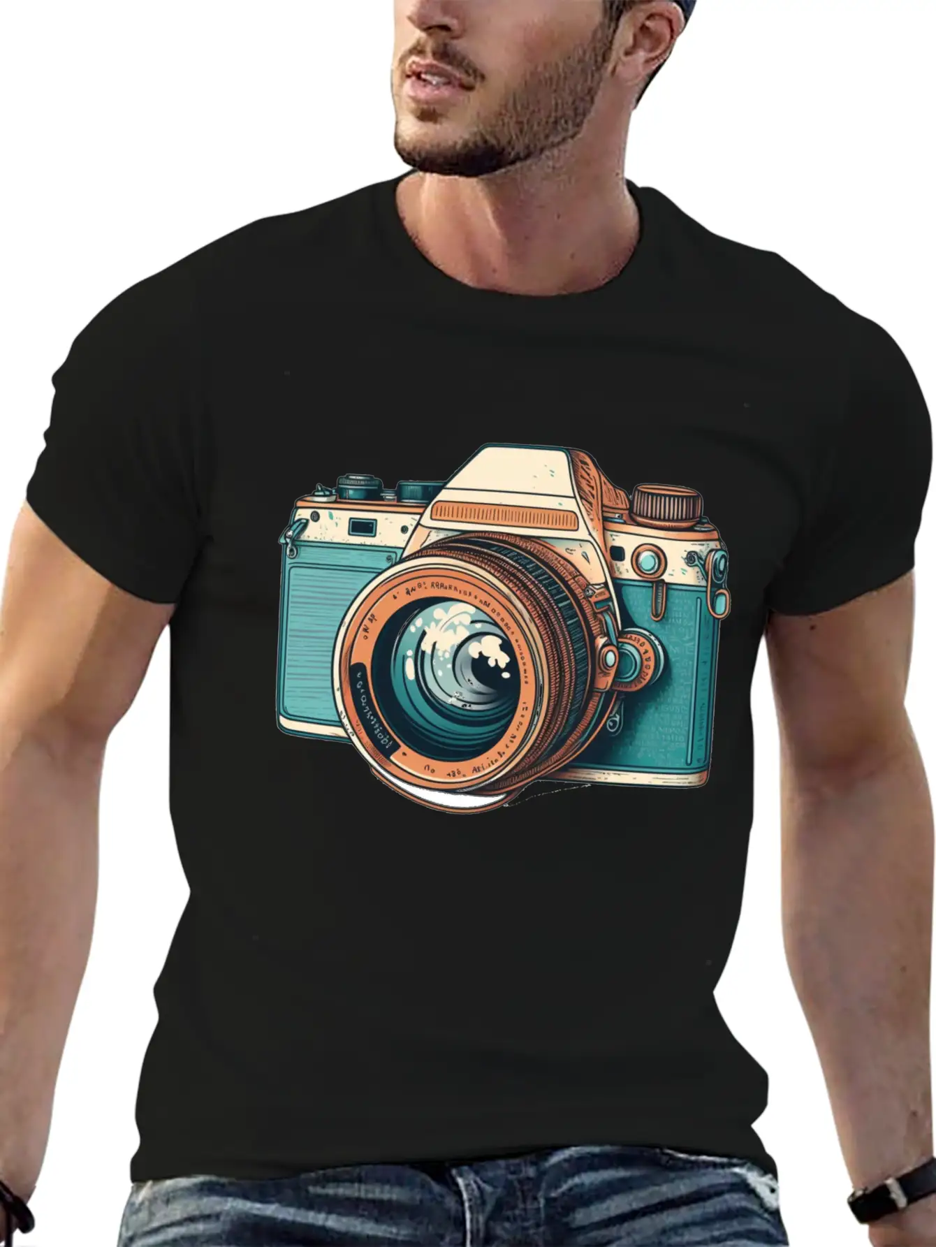 Retro Style Camera Lightweight Cotton T-Shirt – Daily Comfort Graphic Shirt