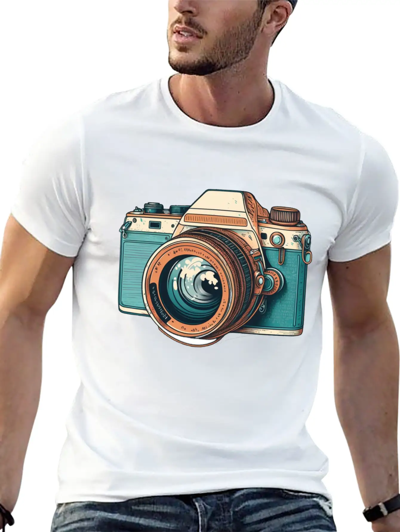 Retro Style Camera Lightweight Cotton T-Shirt – Daily Comfort Graphic Shirt