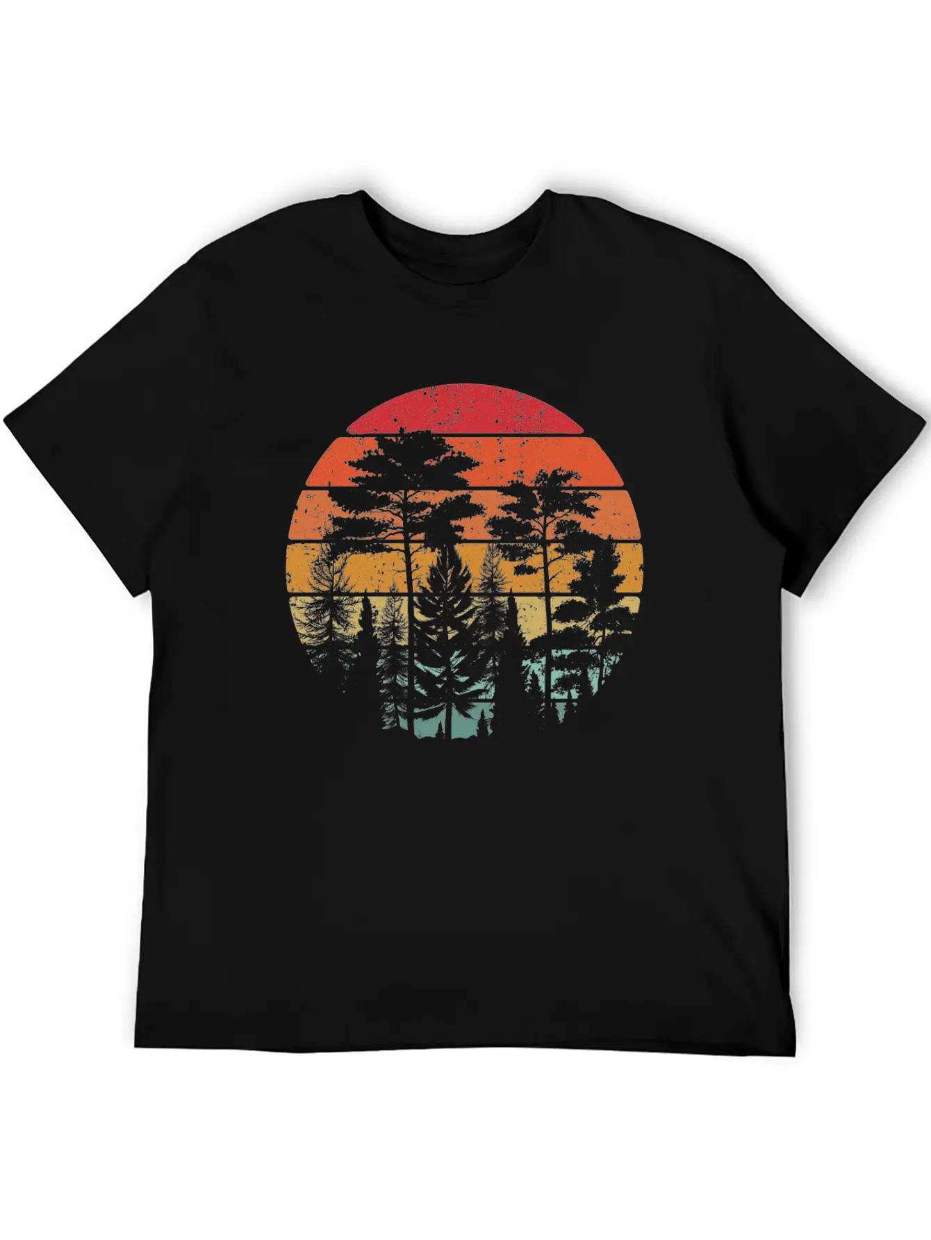Retro Style Wildlife Trees Outdoors Nature Forest Stylish Everyday T-Shirt – Unisex Basic Cotton Tee