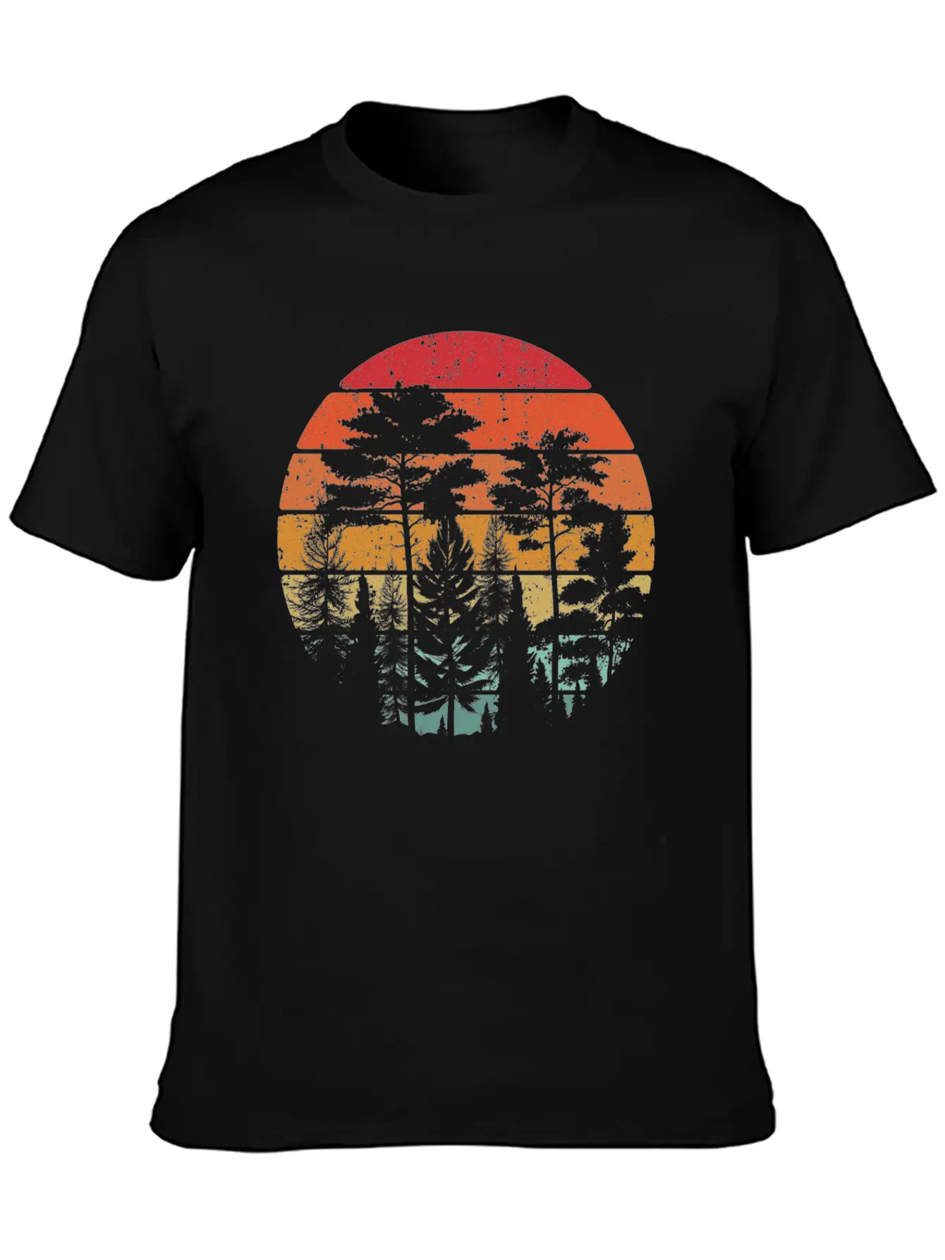 Retro Style Wildlife Trees Outdoors Nature Forest Stylish Everyday T-Shirt – Unisex Basic Cotton Tee