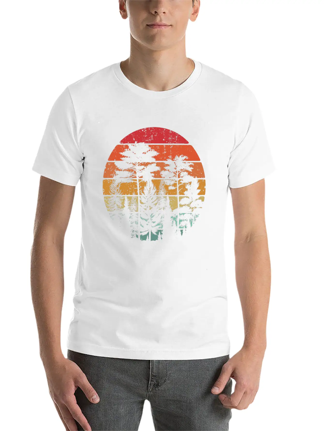 Retro Style Wildlife Trees Outdoors Nature Forest Stylish Everyday T-Shirt – Unisex Basic Cotton Tee