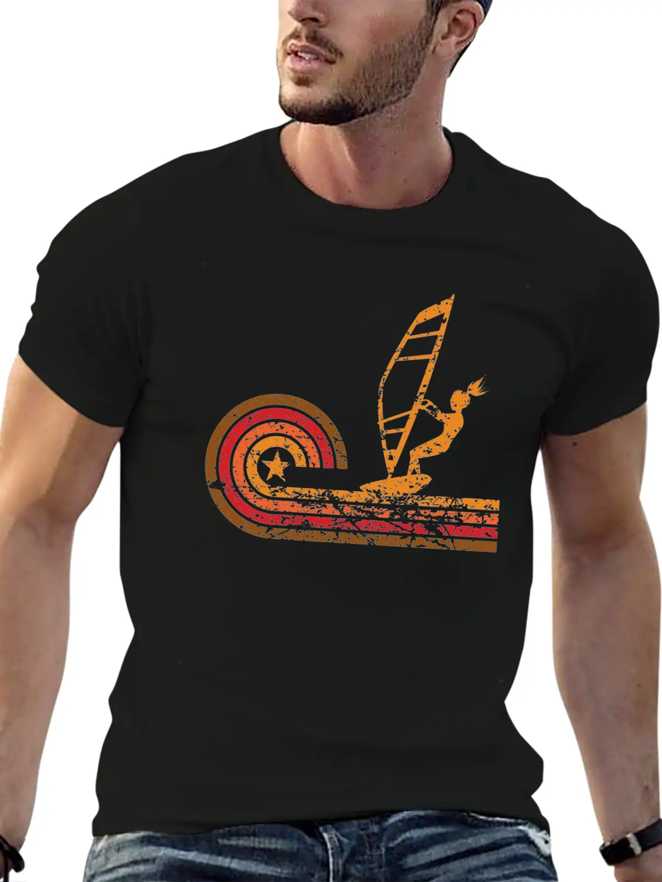 Retro Style Wind Surfer Vintage Wind Surfing Soft Cotton Short Sleeve Tee – Unisex Wardrobe Staple