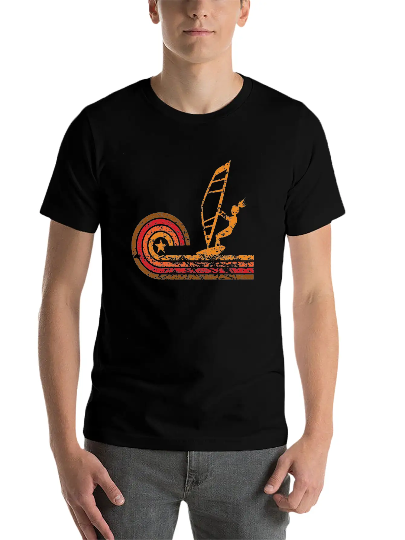 Retro Style Wind Surfer Vintage Wind Surfing Soft Cotton Short Sleeve Tee – Unisex Wardrobe Staple