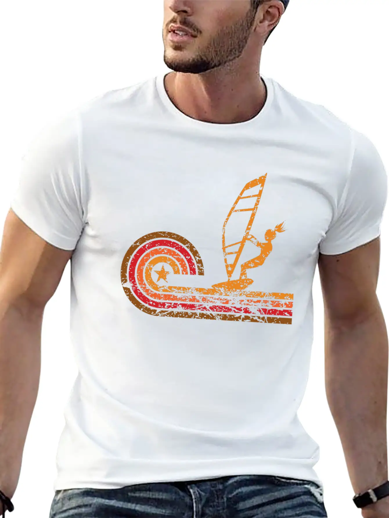 Retro Style Wind Surfer Vintage Wind Surfing Soft Cotton Short Sleeve Tee – Unisex Wardrobe Staple