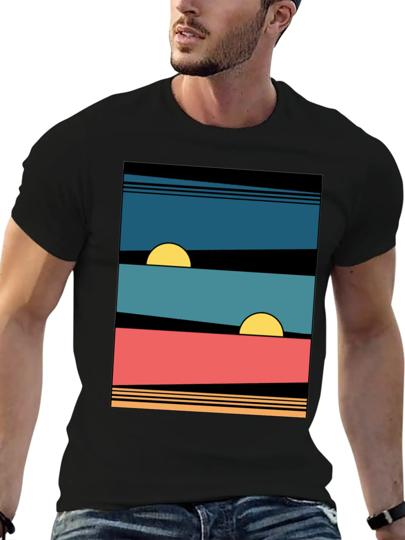 Retro Sunset Soft Cotton Short Sleeve Tee – Unisex Wardrobe Staple