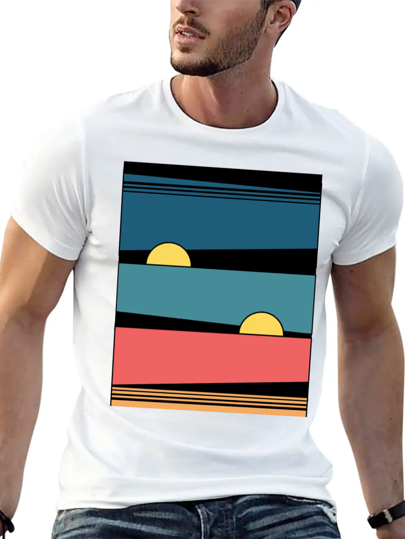 Retro Sunset Soft Cotton Short Sleeve Tee – Unisex Wardrobe Staple