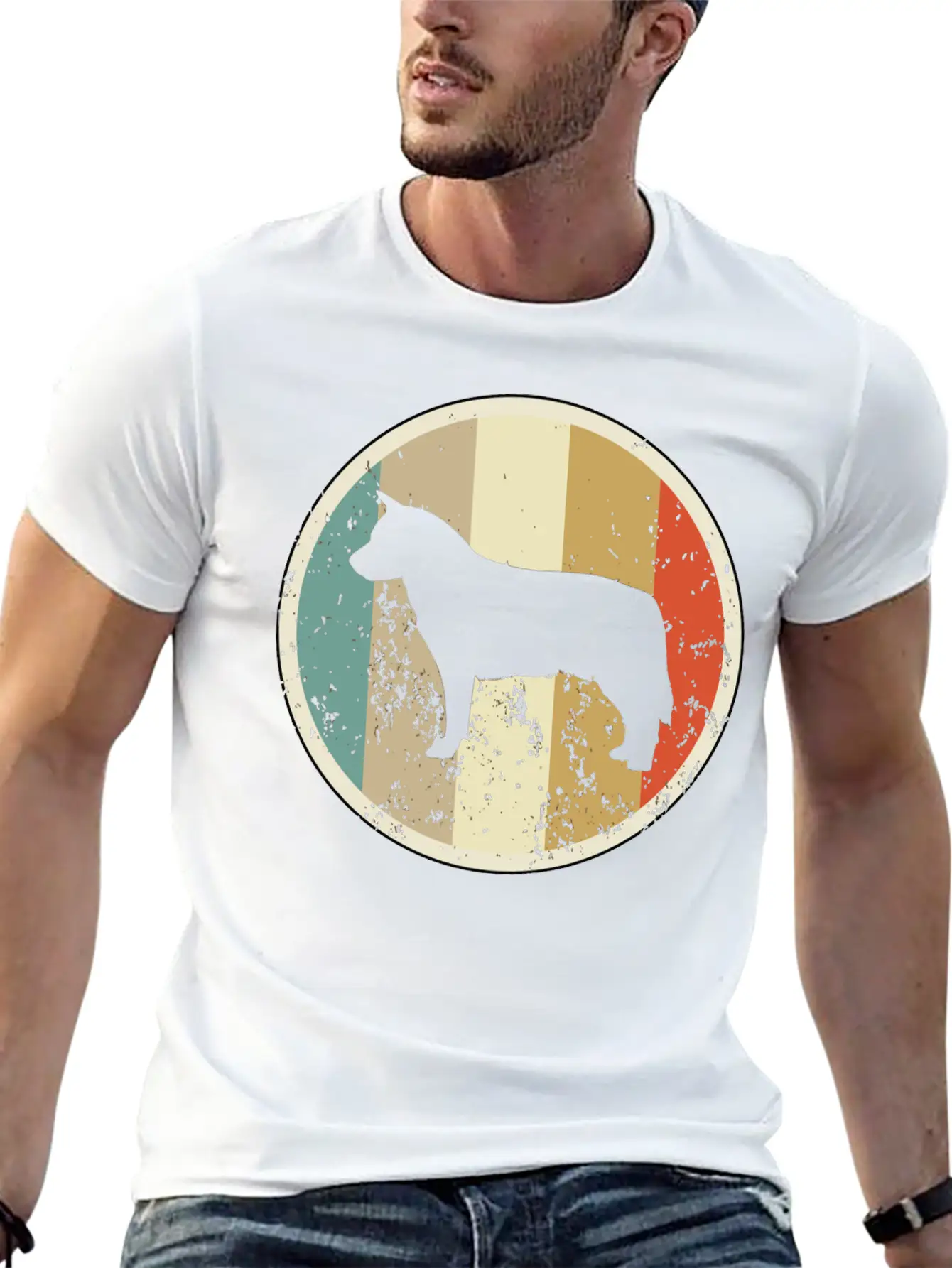 Retro Vintage Grunge Style Australian Cattle Dog Classic Fit Graphic Tee For Daily Comfort – Unisex Cotton Shirt